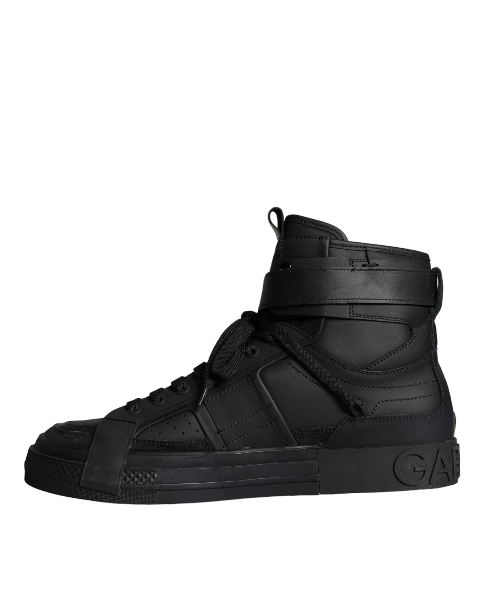 Dolce & Gabbana Zwart Leren High Top Sneakers