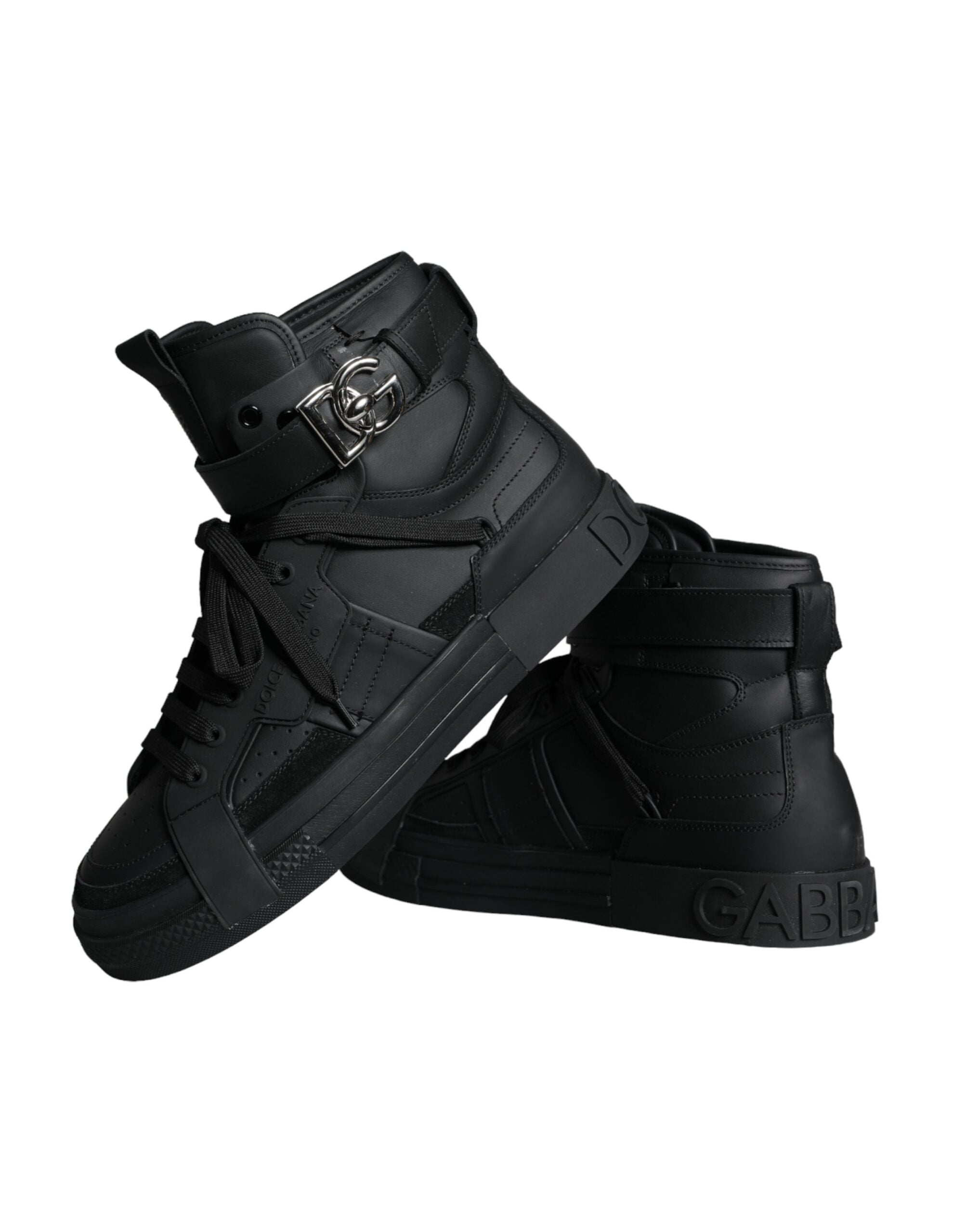 Dolce & Gabbana Zwart Leren High Top Sneakers