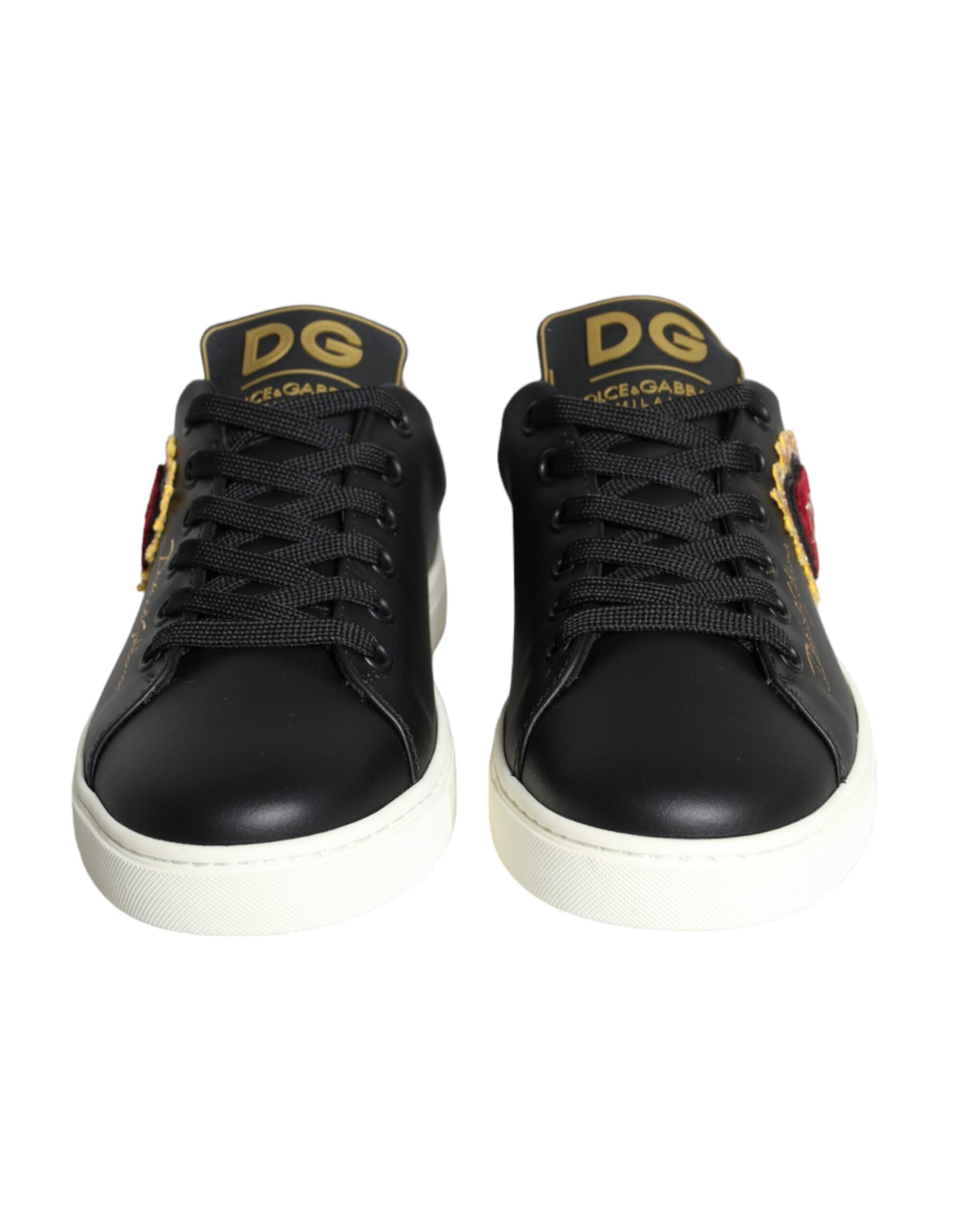 Dolce & Gabbana Zwart Portofino Sacred Heart Sneakers