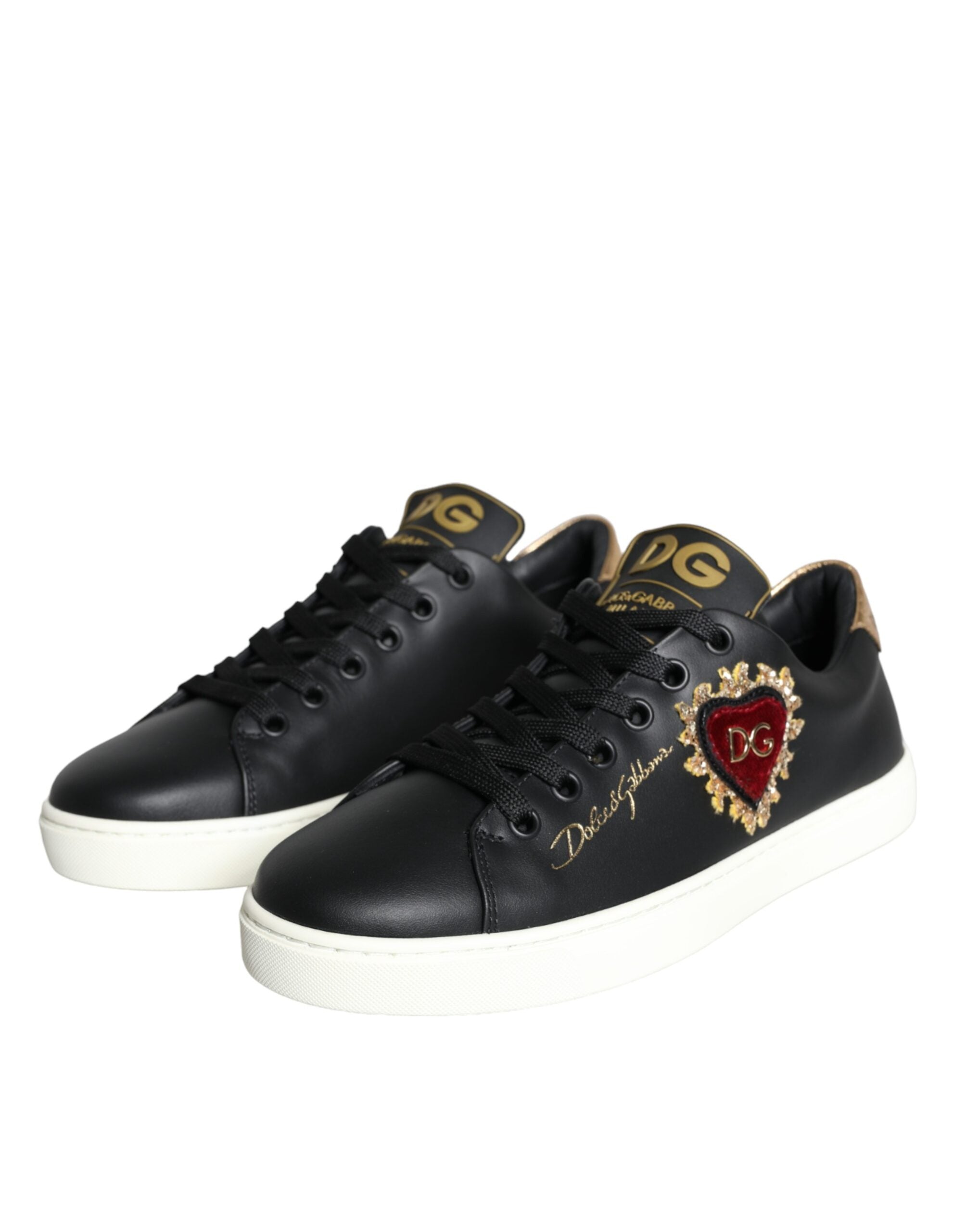 Dolce & Gabbana Zwart Portofino Sacred Heart Sneakers