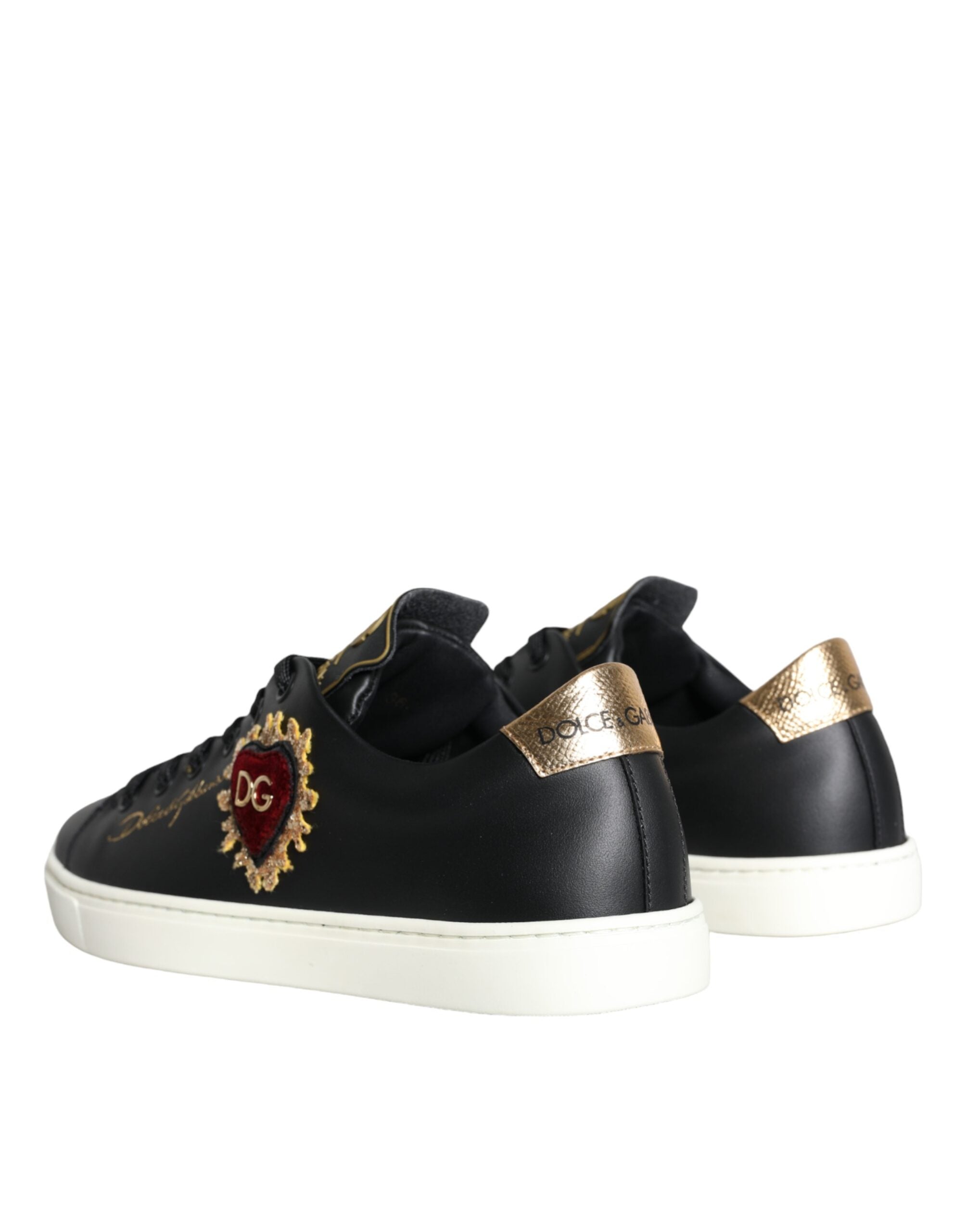 Dolce & Gabbana Zwart Portofino Sacred Heart Sneakers