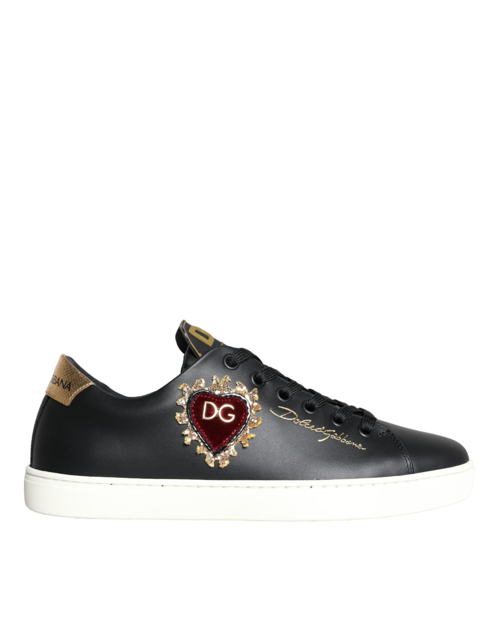 Dolce & Gabbana Zwart Portofino Sacred Heart Sneakers