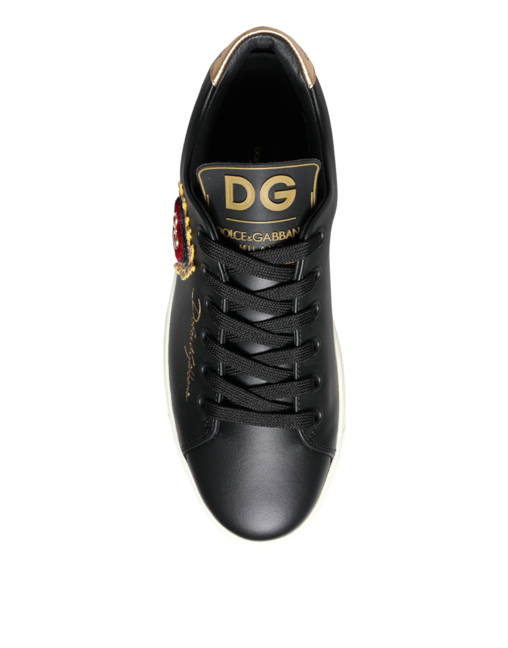 Dolce & Gabbana Zwart Portofino Sacred Heart Sneakers