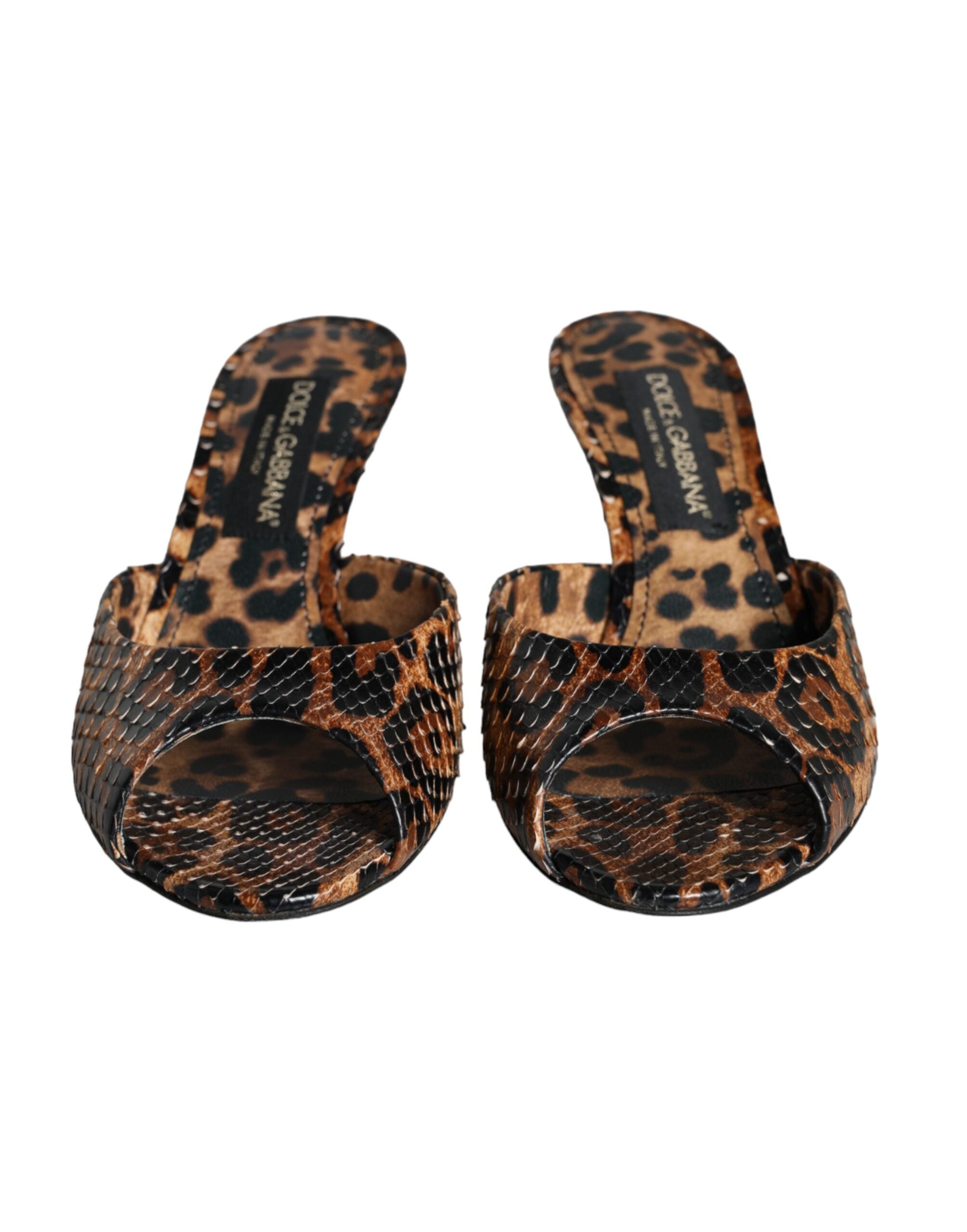 Dolce & Gabbana Bruin Leopard Print Leren Sandaal Hakken