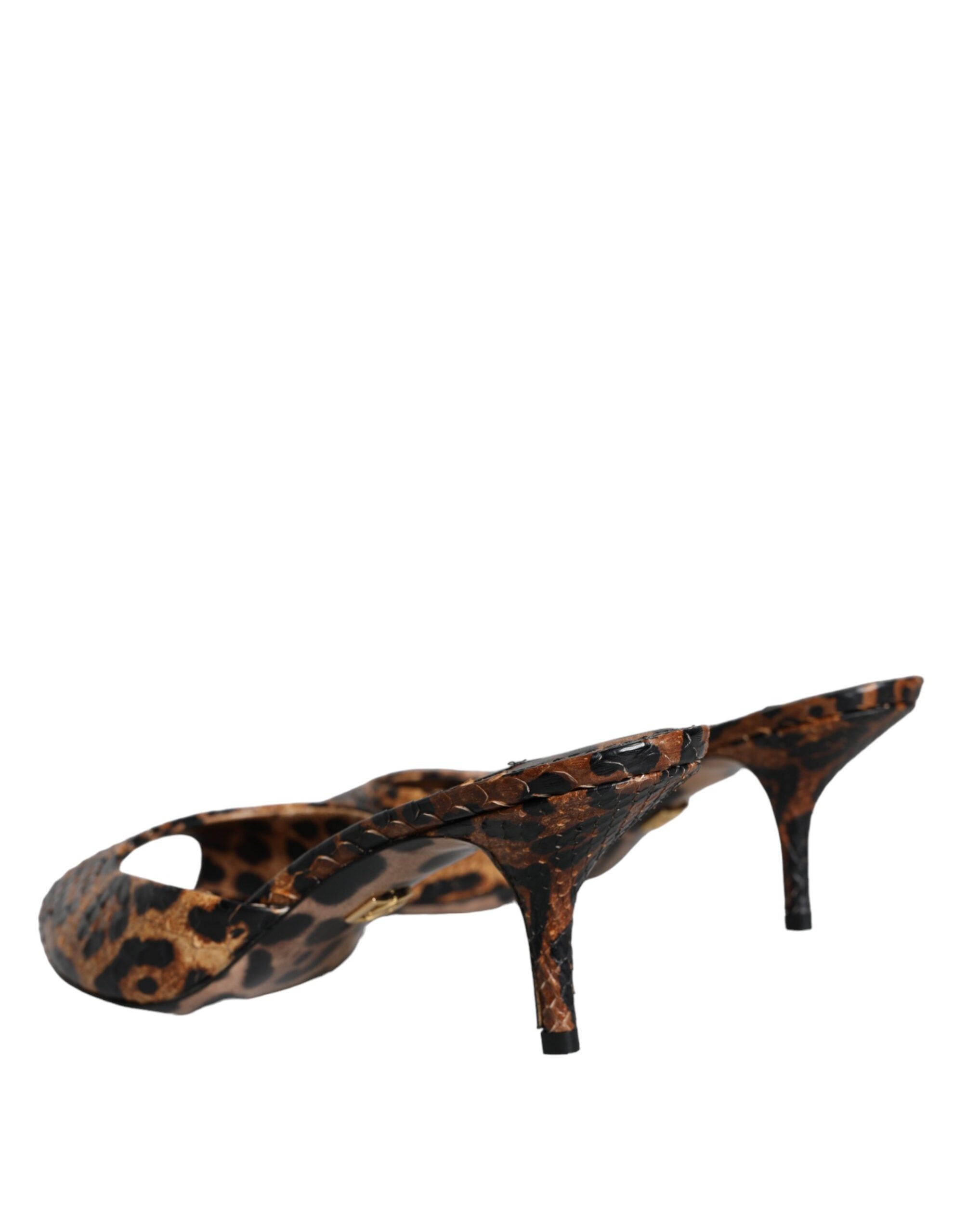 Dolce & Gabbana Bruin Leopard Print Leren Sandaal Hakken