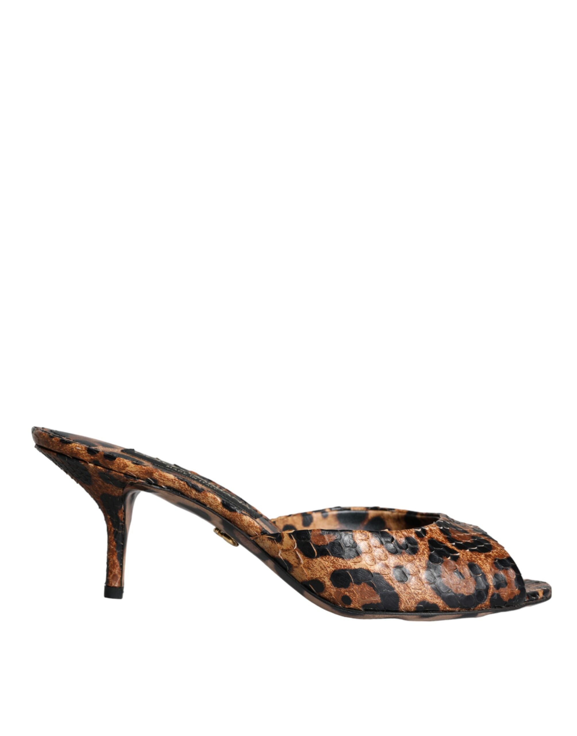 Dolce & Gabbana Bruin Leopard Print Leren Sandaal Hakken