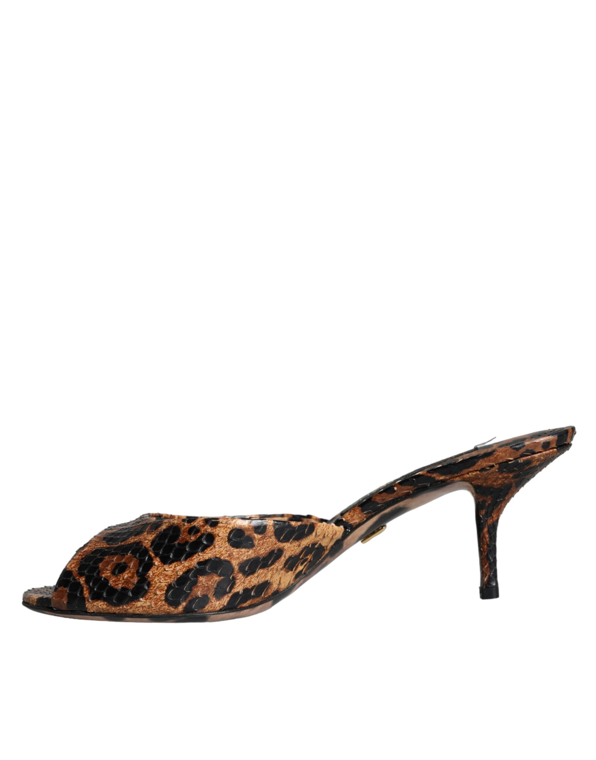 Dolce & Gabbana Bruin Leopard Print Leren Sandaal Hakken