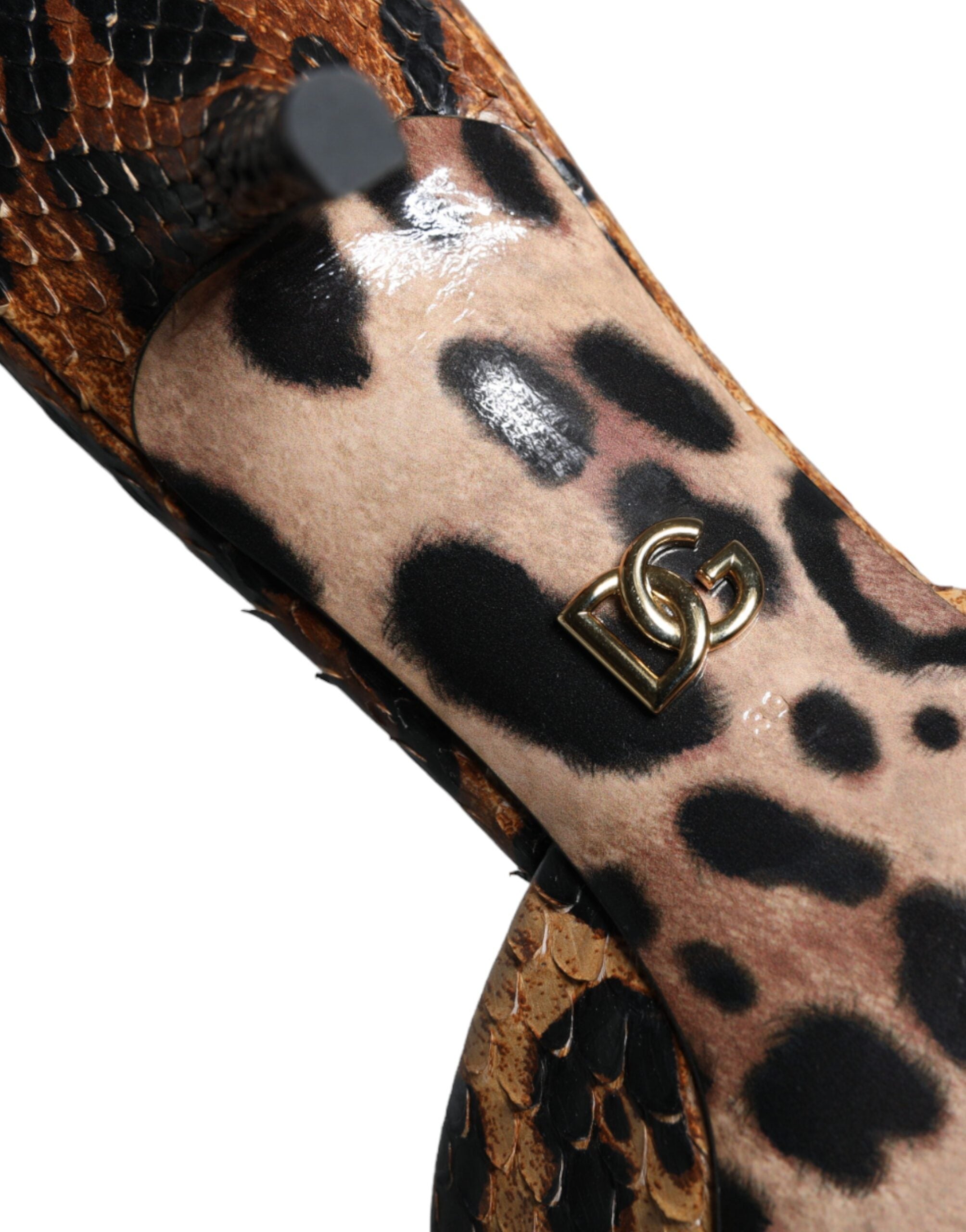 Dolce & Gabbana Bruin Leopard Print Leren Sandaal Hakken