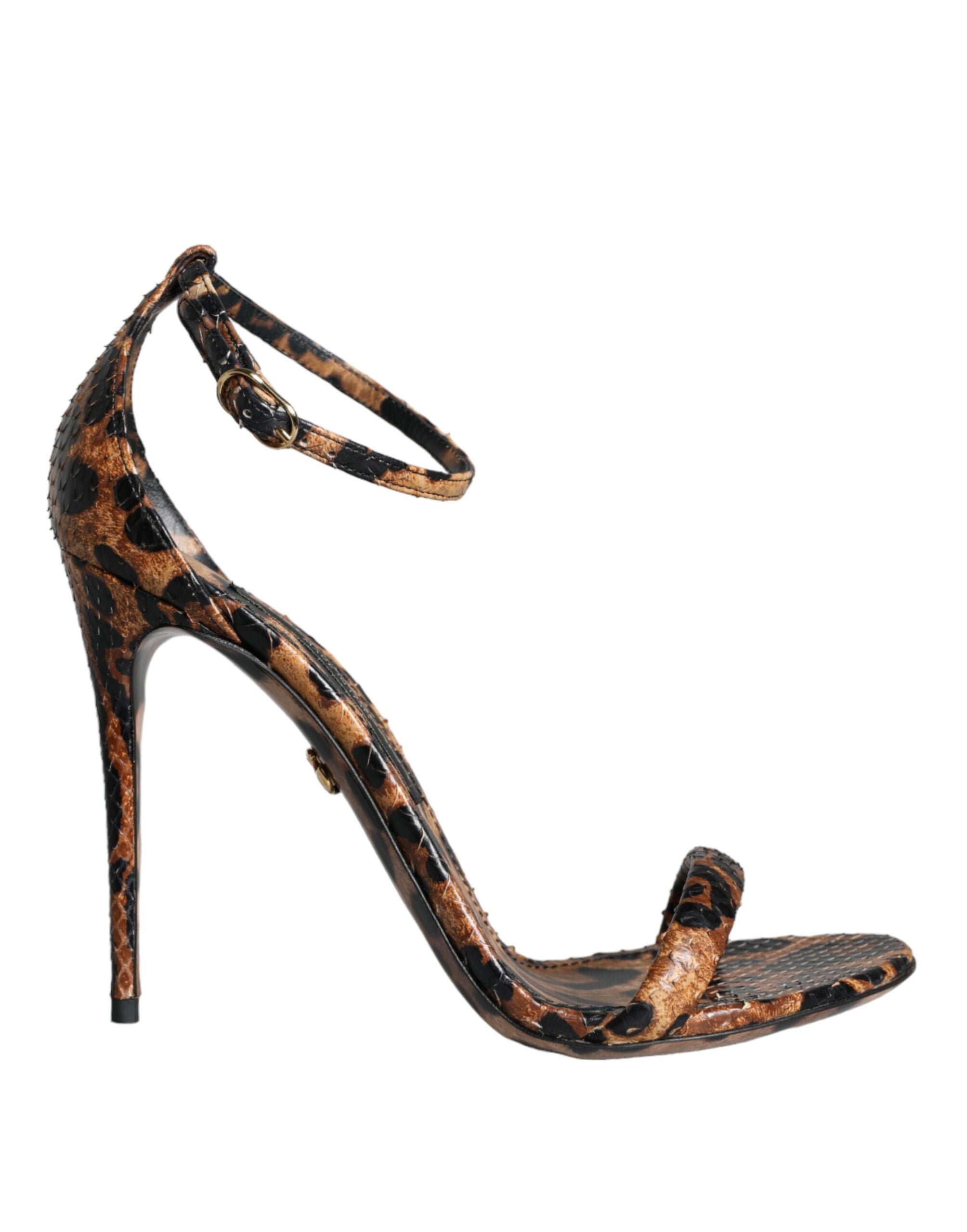 Dolce & Gabbana Bruin Leopaard Print Leren Sandaal Hakken