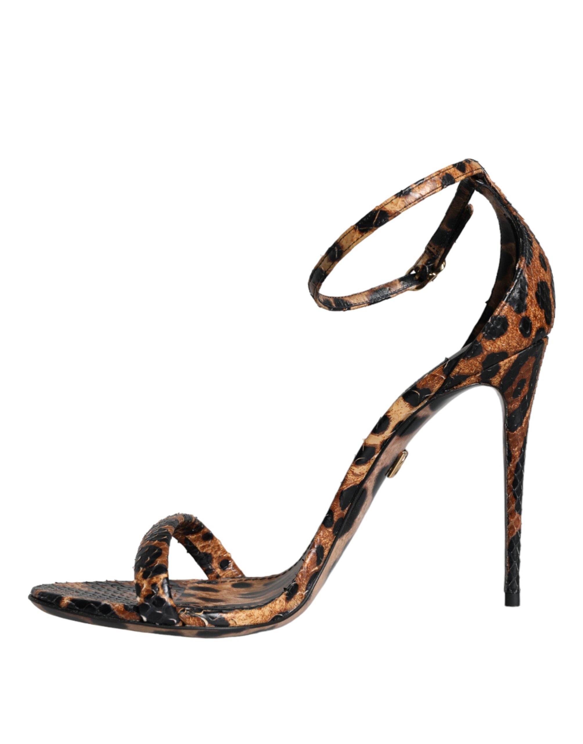 Dolce & Gabbana Bruin Leopaard Print Leren Sandaal Hakken