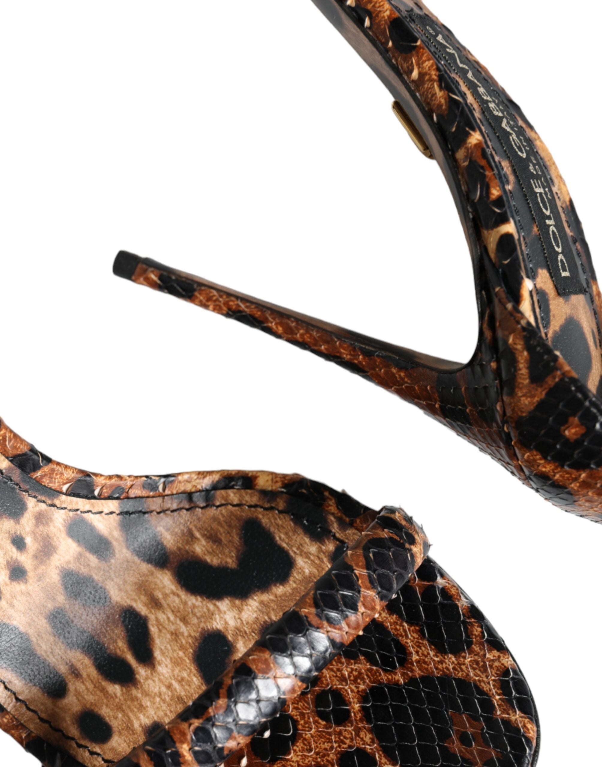 Dolce & Gabbana Bruin Leopaard Print Leren Sandaal Hakken