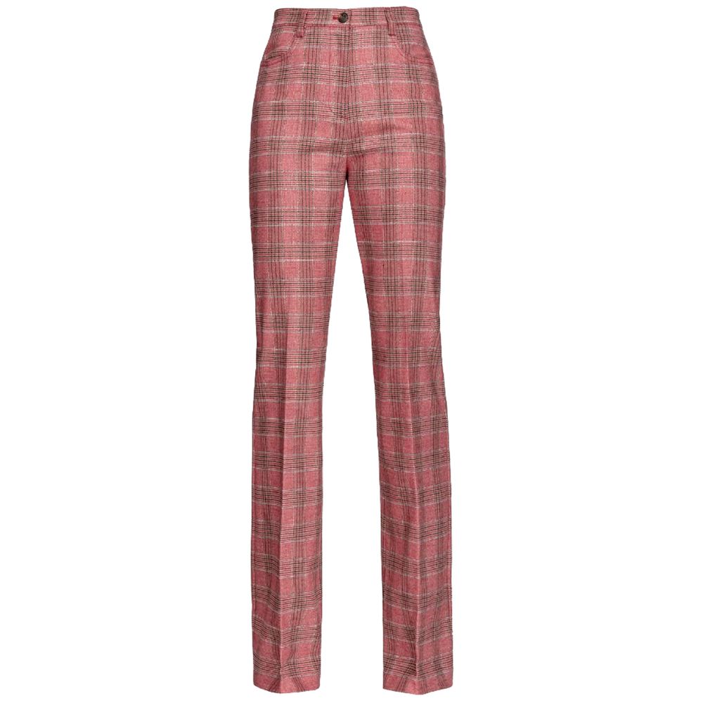 PINKO Rood Polyester Flared Broek met Prince of Wales Motief