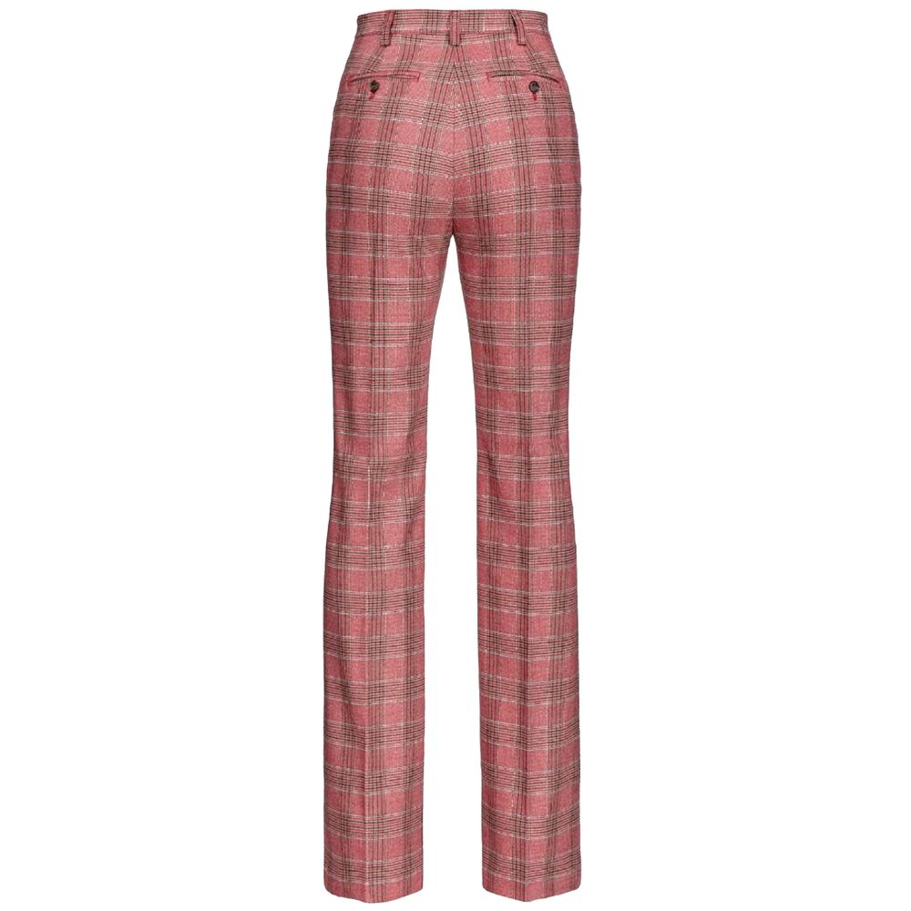 PINKO Rood Polyester Flared Broek met Prince of Wales Motief