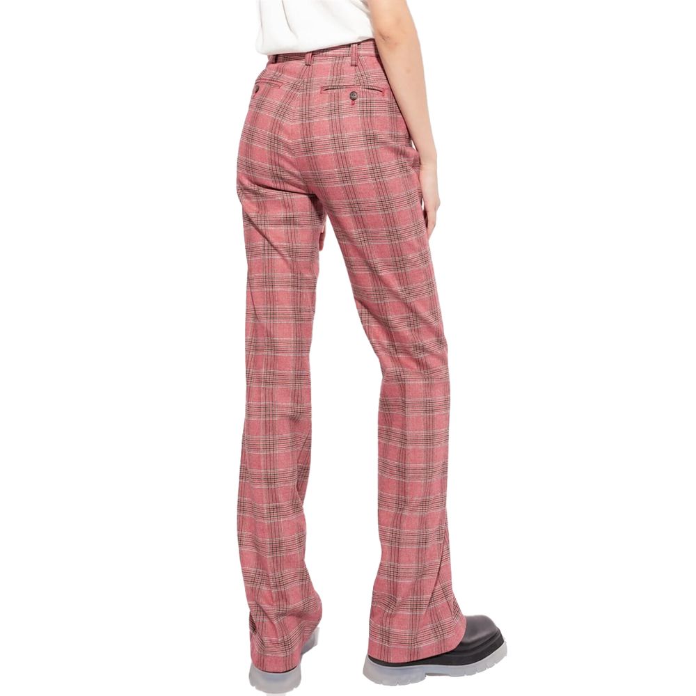 PINKO Rood Polyester Flared Broek met Prince of Wales Motief