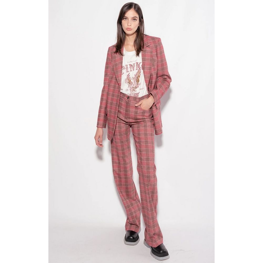 PINKO Rood Polyester Flared Broek met Prince of Wales Motief