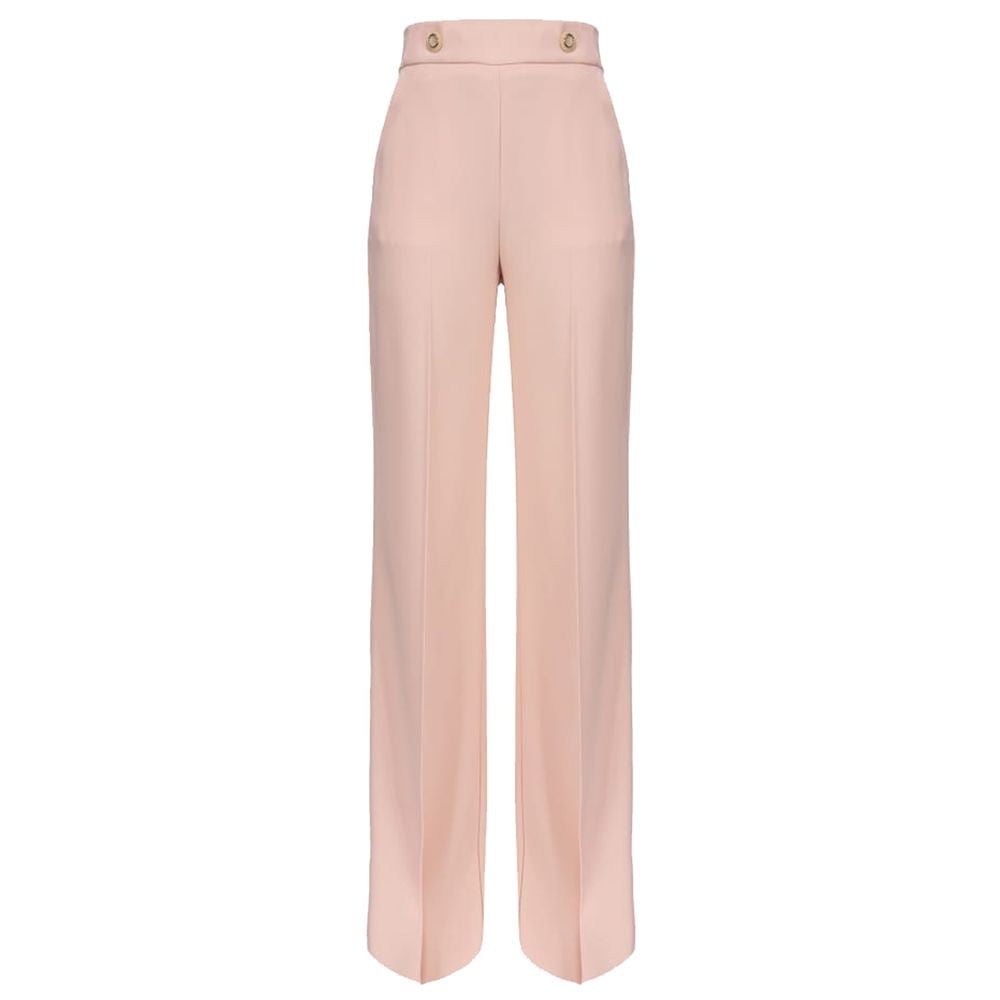 PINKO Roze Stretch Crèpe Broek met Gouden Knopen