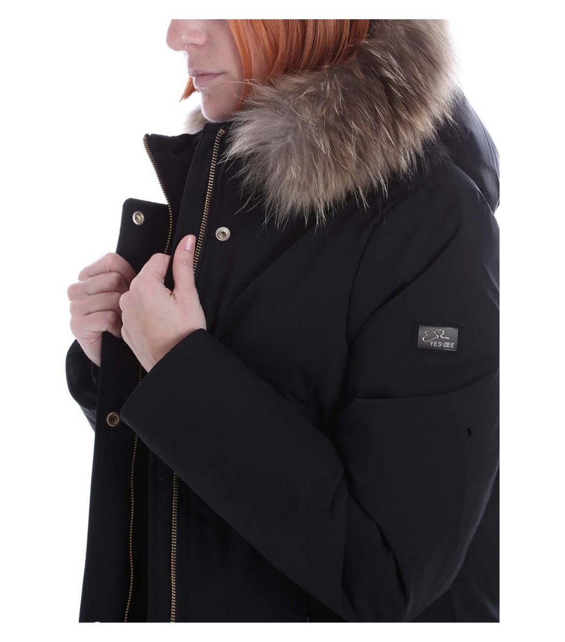 Yes Zee Zwarte Nylon Dames Parka