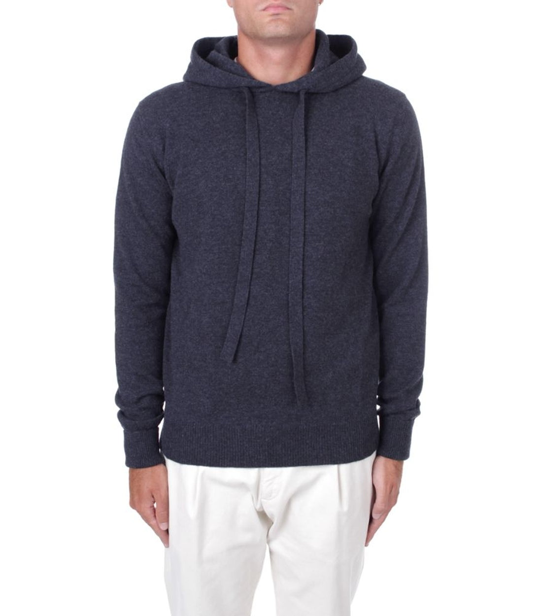 Alpha Studio Blauw Wol Vergine Hoodie met Trekkoord