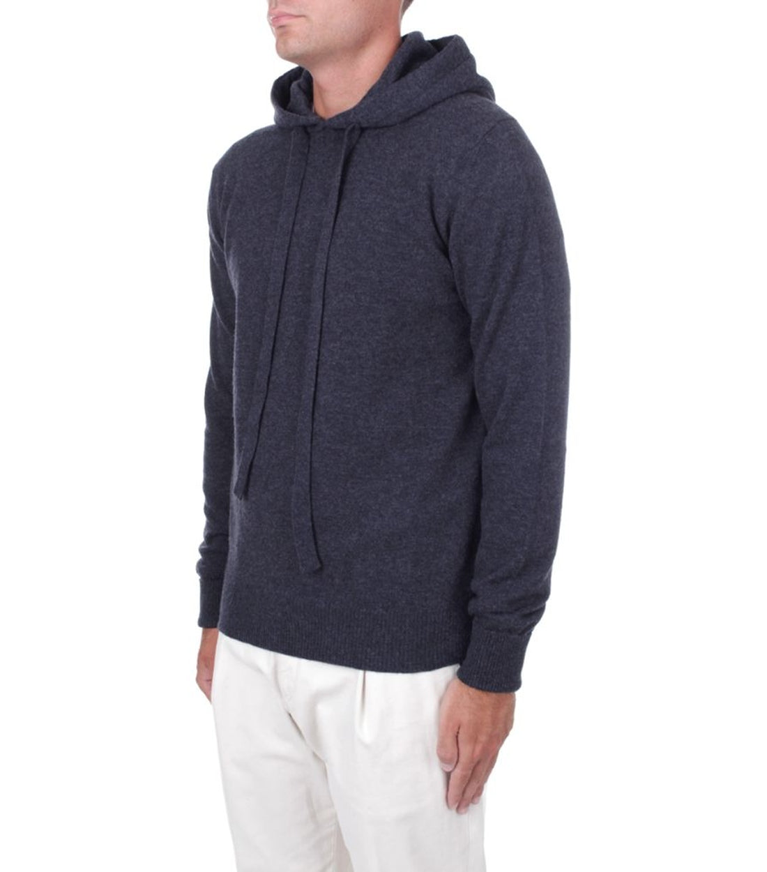 Alpha Studio Blauw Wol Vergine Hoodie met Trekkoord