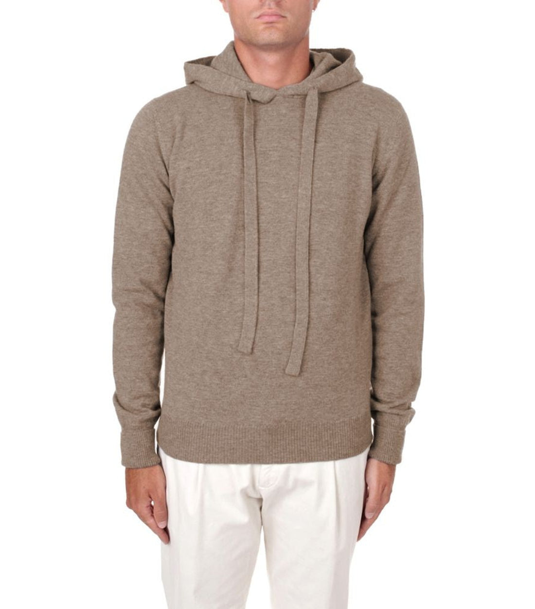 Alpha Studio Bruine Wol Vergine Hoodie met Trekkoord