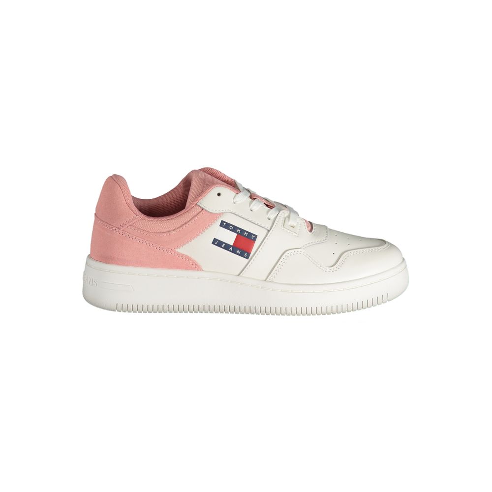 Tommy Hilfiger Roze Polyester Sneakers Met Veters En Logo