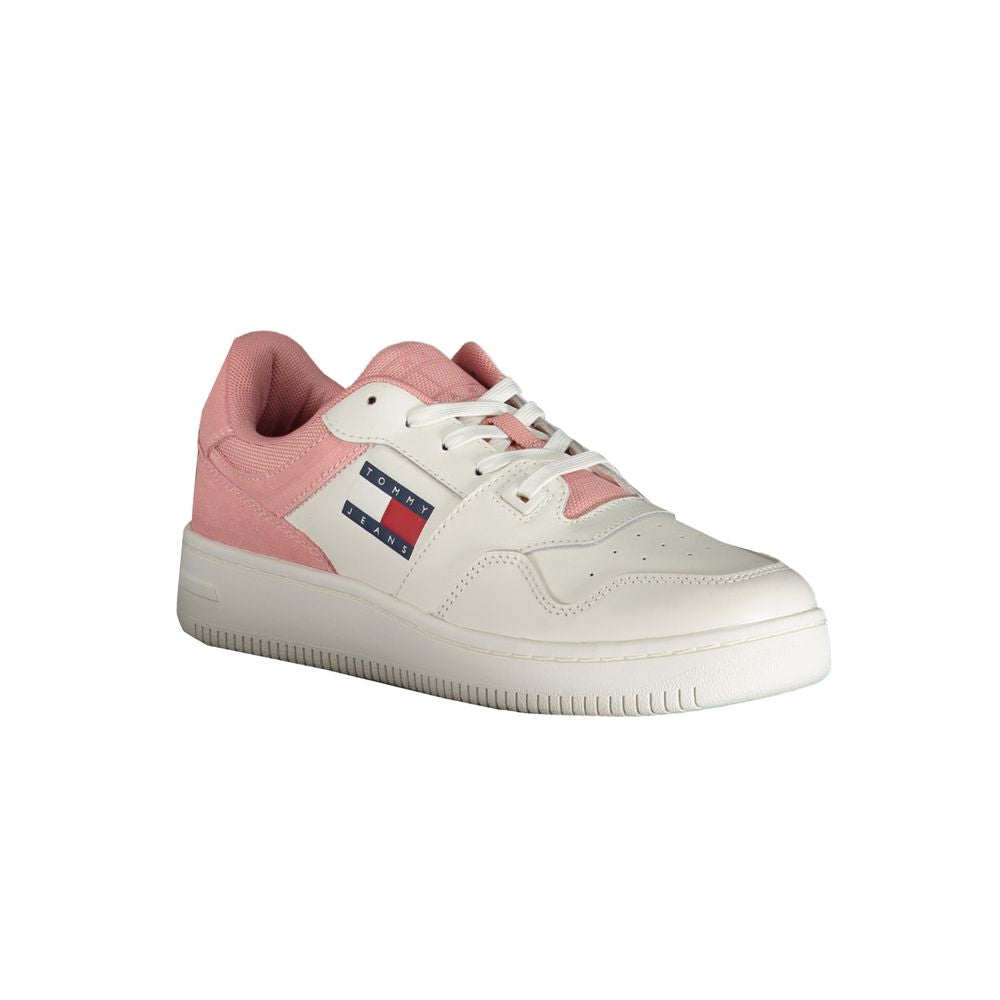 Tommy Hilfiger Roze Polyester Sneakers Met Veters En Logo