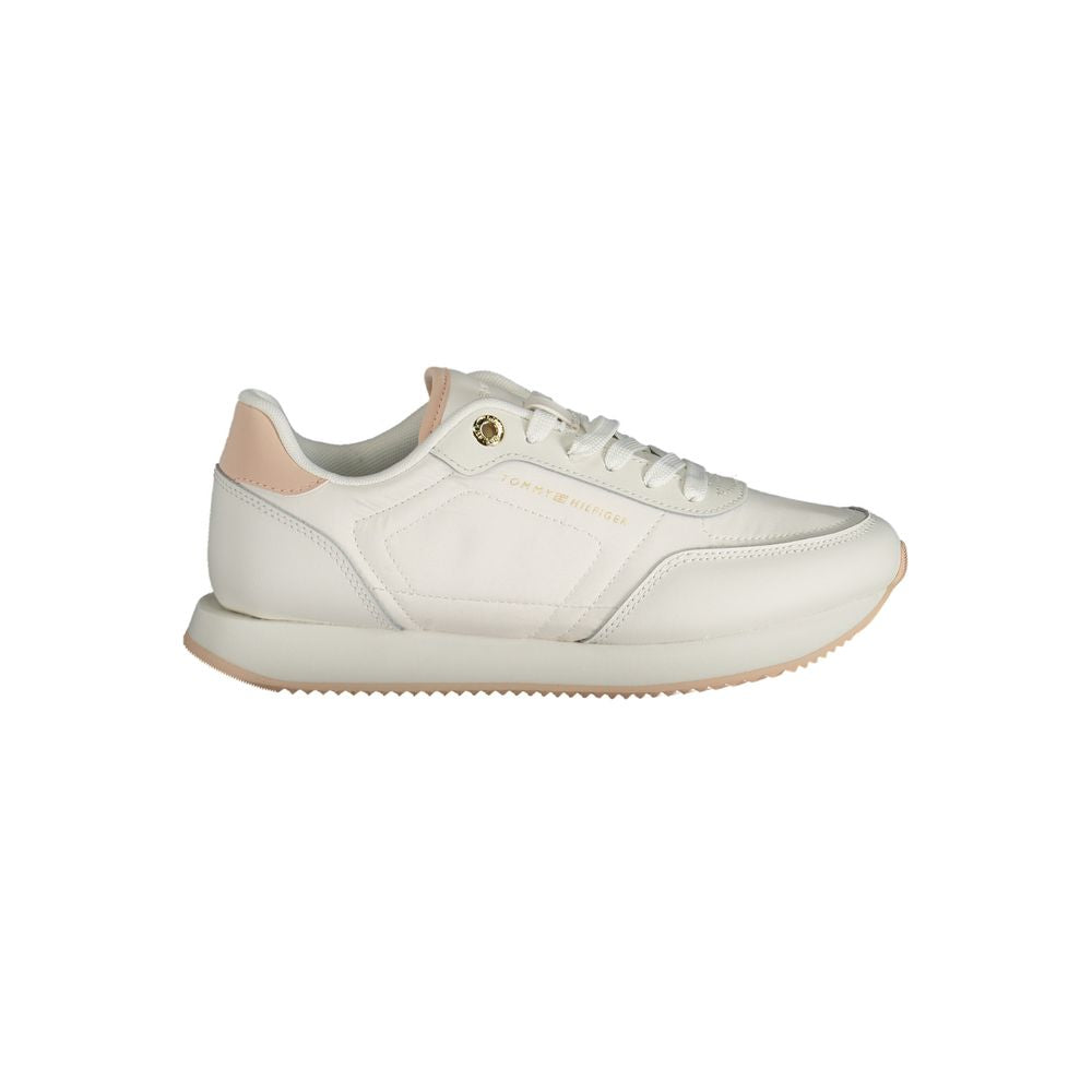 Tommy Hilfiger Witte Polyester Sneakers Met Contrastdetails