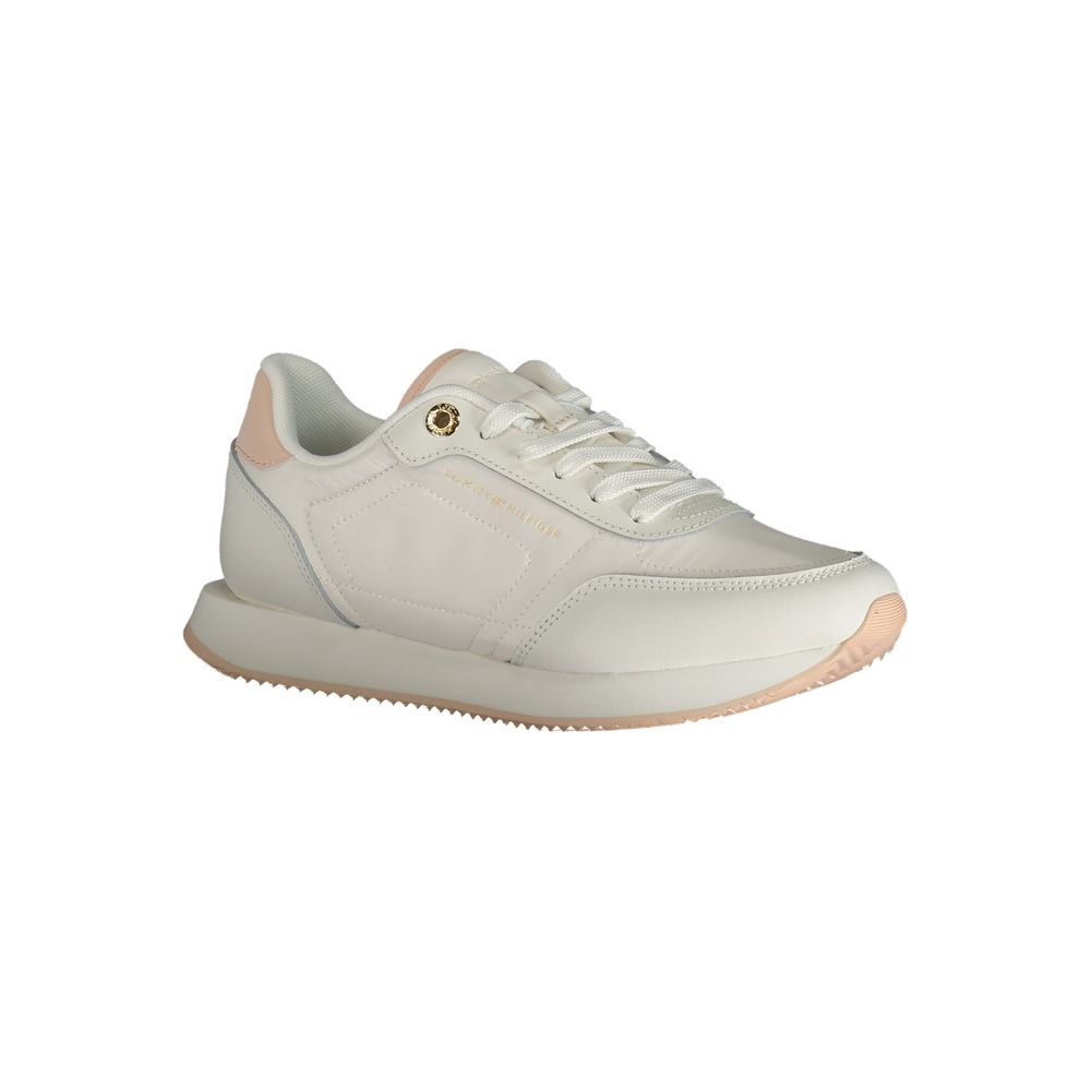 Tommy Hilfiger Witte Polyester Sneakers Met Contrastdetails