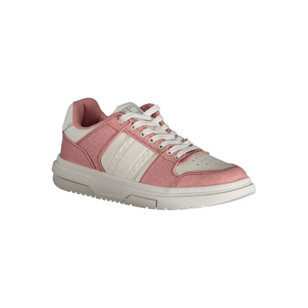 Tommy Hilfiger Roze Polyester Sneaker Met Veters En Logo