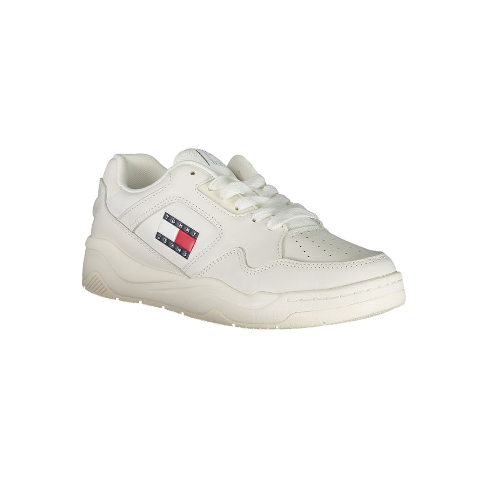 Tommy Hilfiger Witte Polyester Sneaker Met Contrastdetails