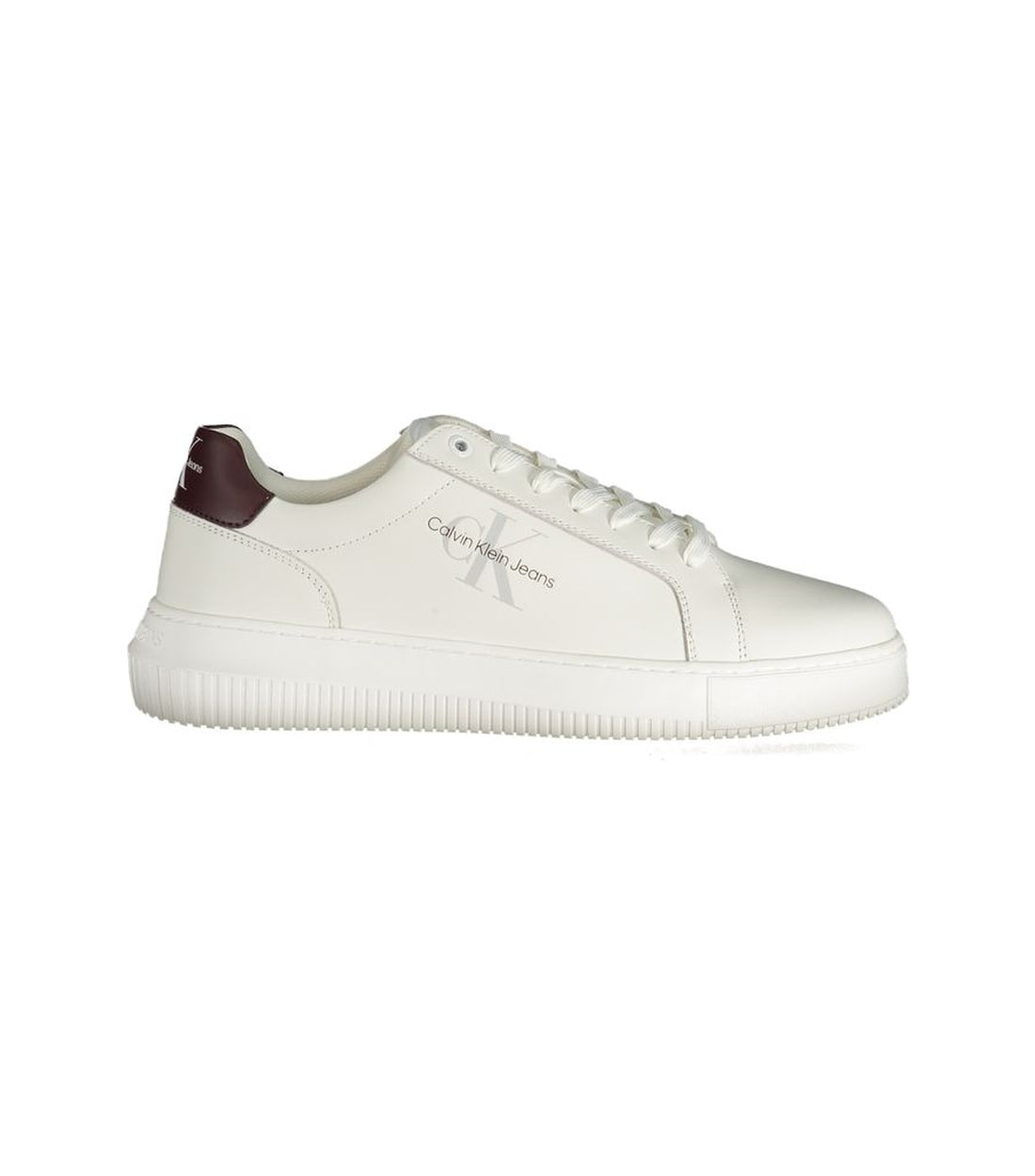 Witte Polyester Sneakers Met Veters, Print, Contrastdetails En Logo