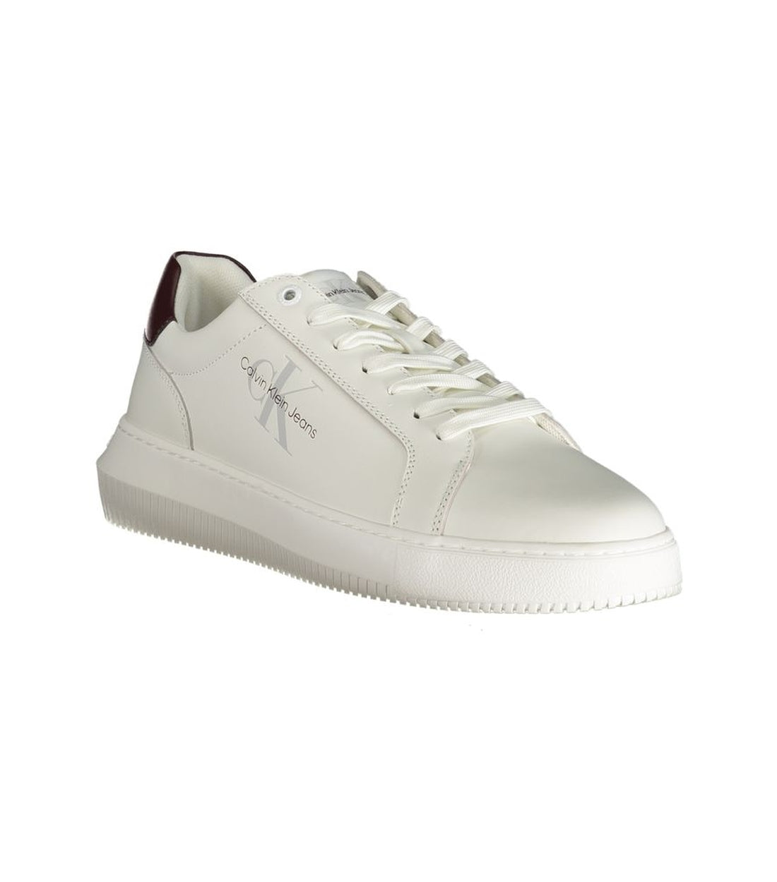 Witte Polyester Sneakers Met Veters, Print, Contrastdetails En Logo