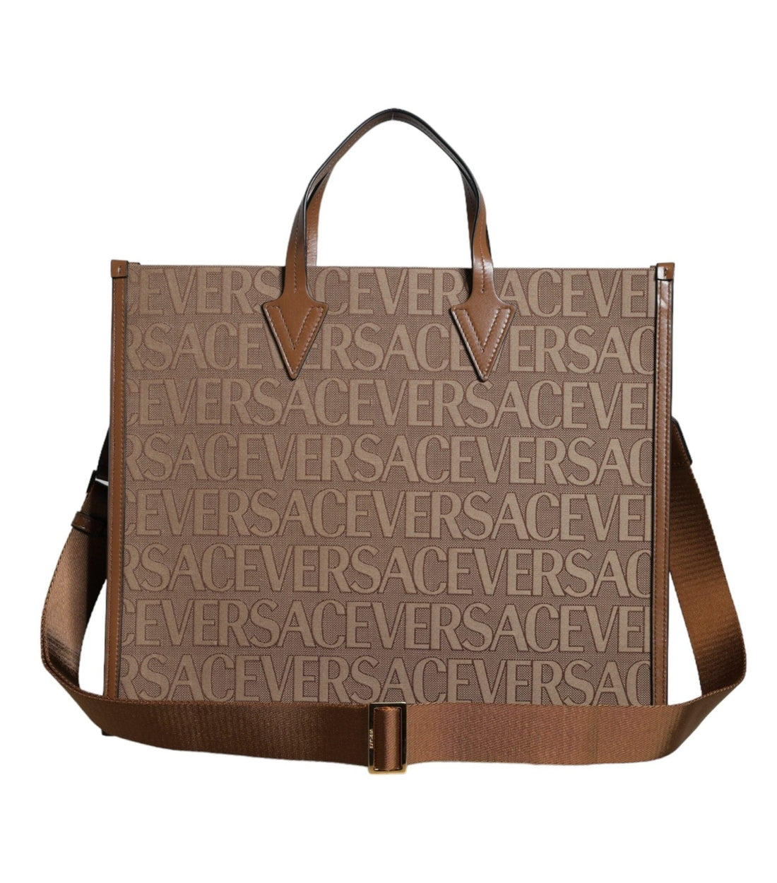 Versace Bruin Jacquard Leren Tas