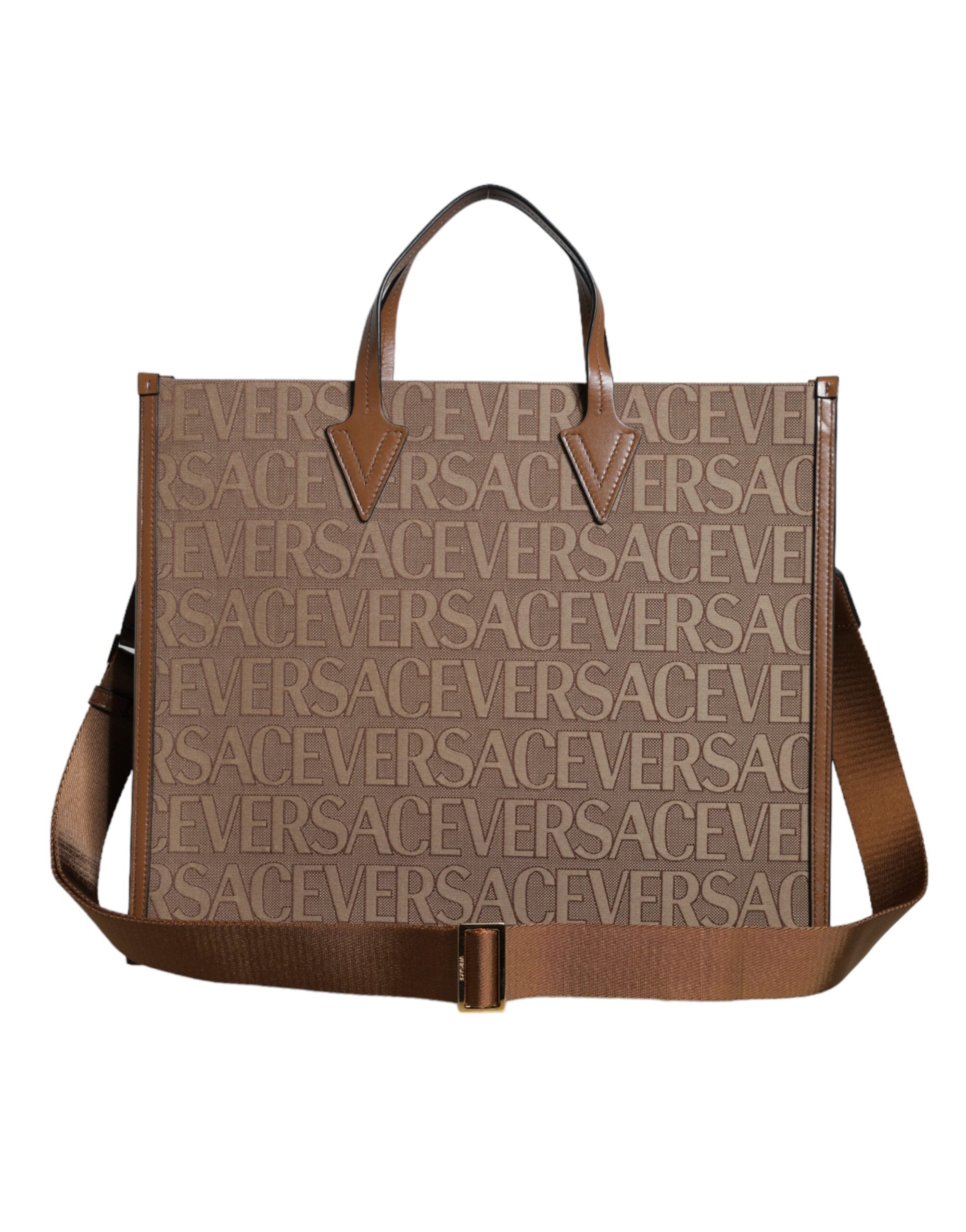 Versace Bruin Jacquard Leren Tas