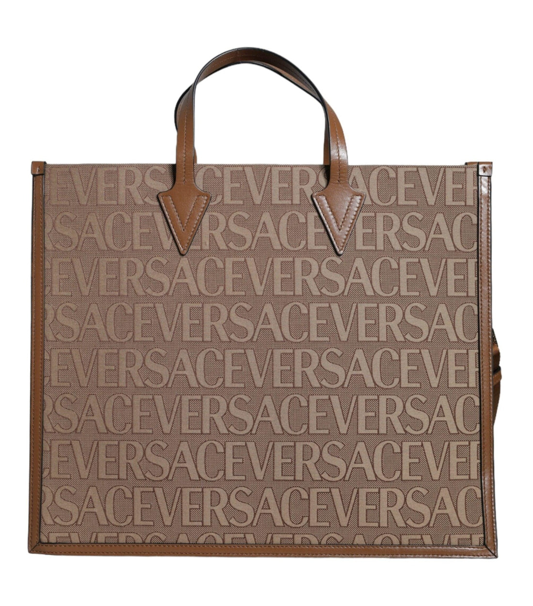 Versace Bruin Jacquard Leren Tas