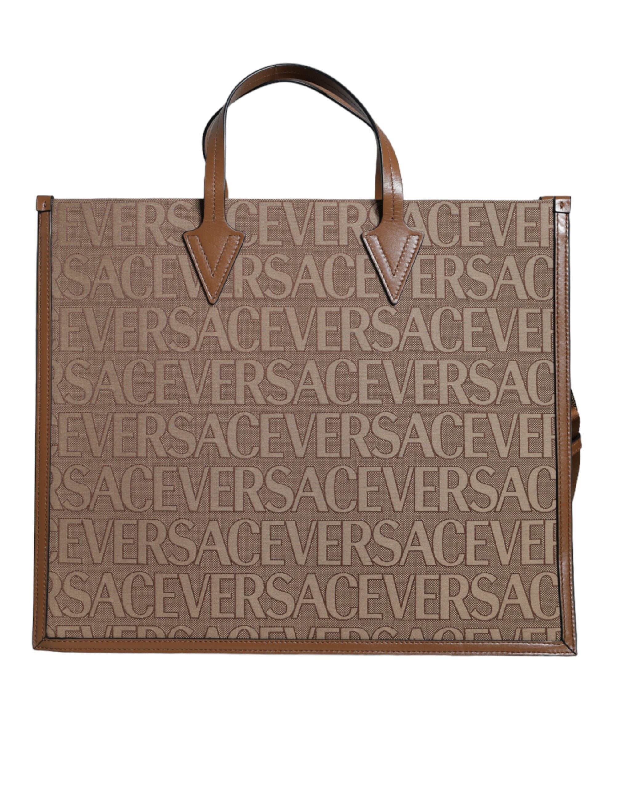 Versace Bruin Jacquard Leren Tas