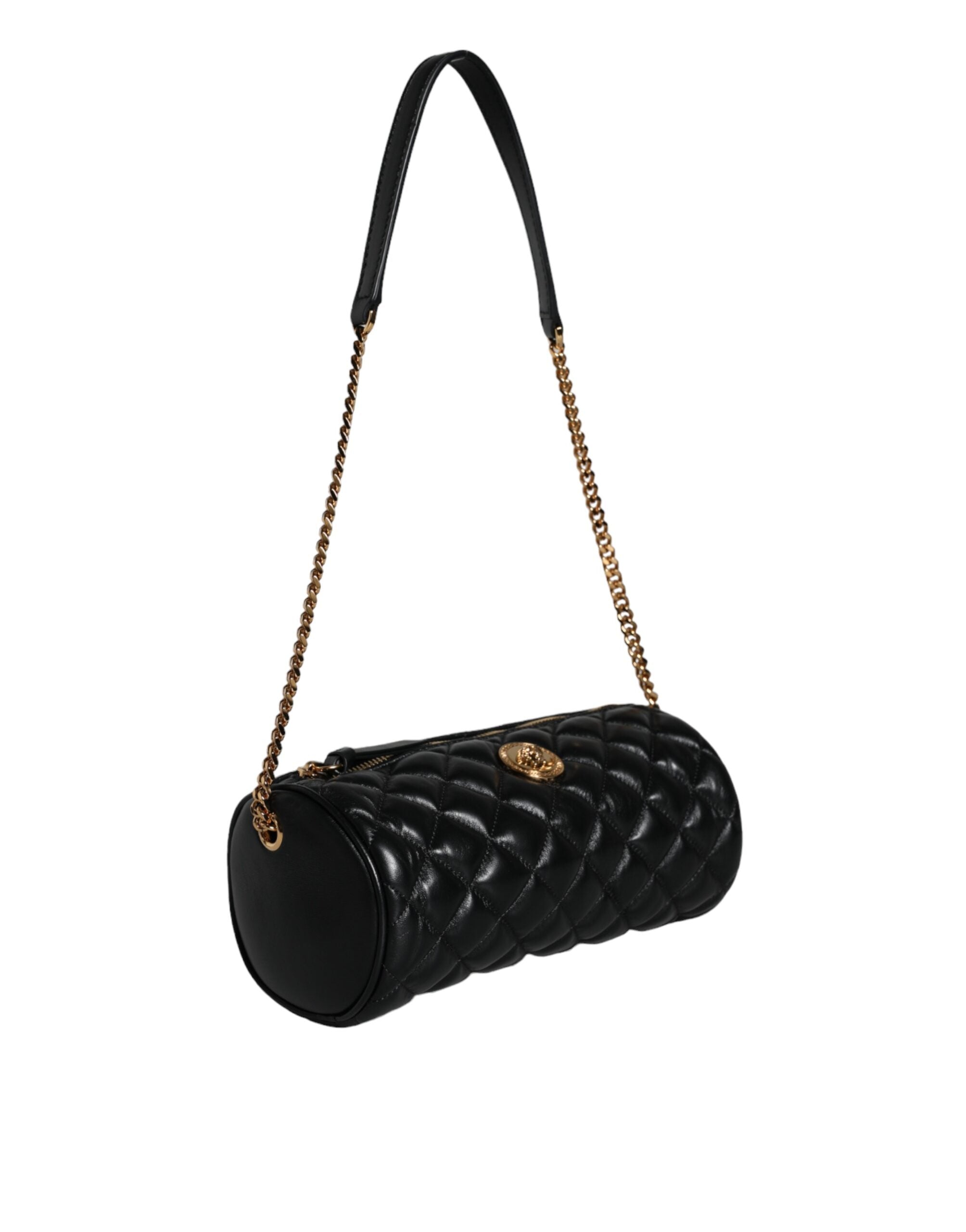 Versace Zwart Mini Lamsleren Schoudertas