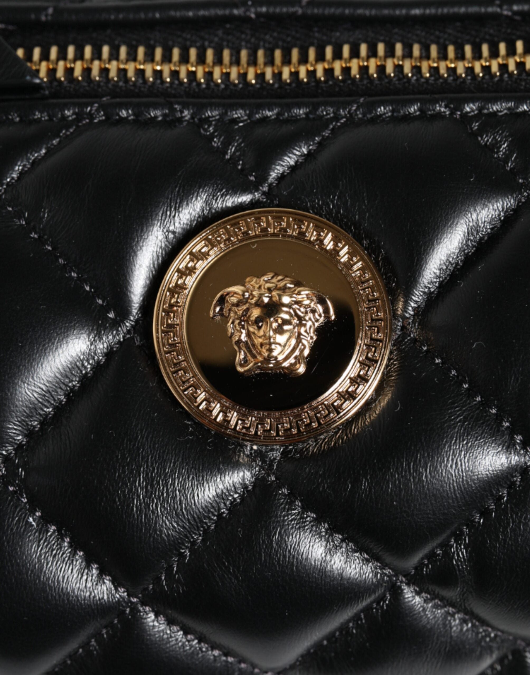 Versace Zwart Mini Lamsleren Schoudertas