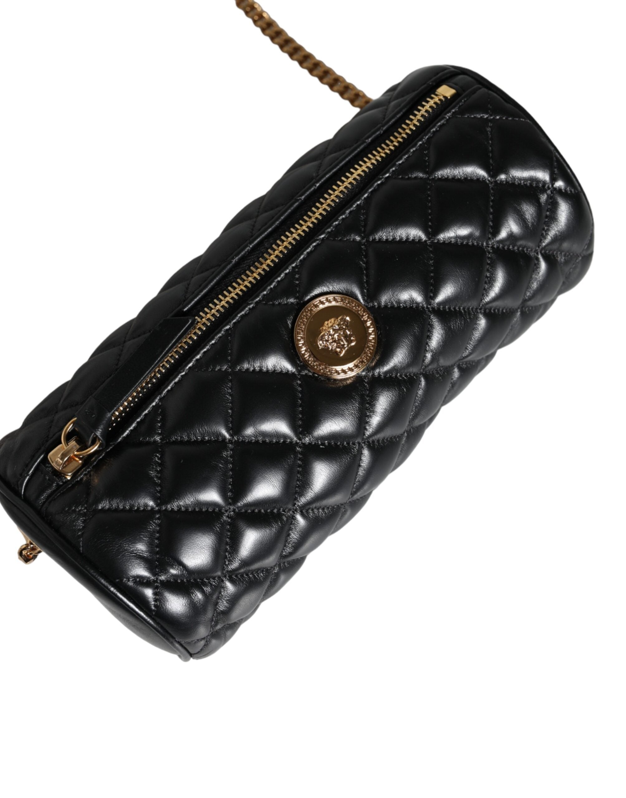 Versace Zwart Mini Lamsleren Schoudertas