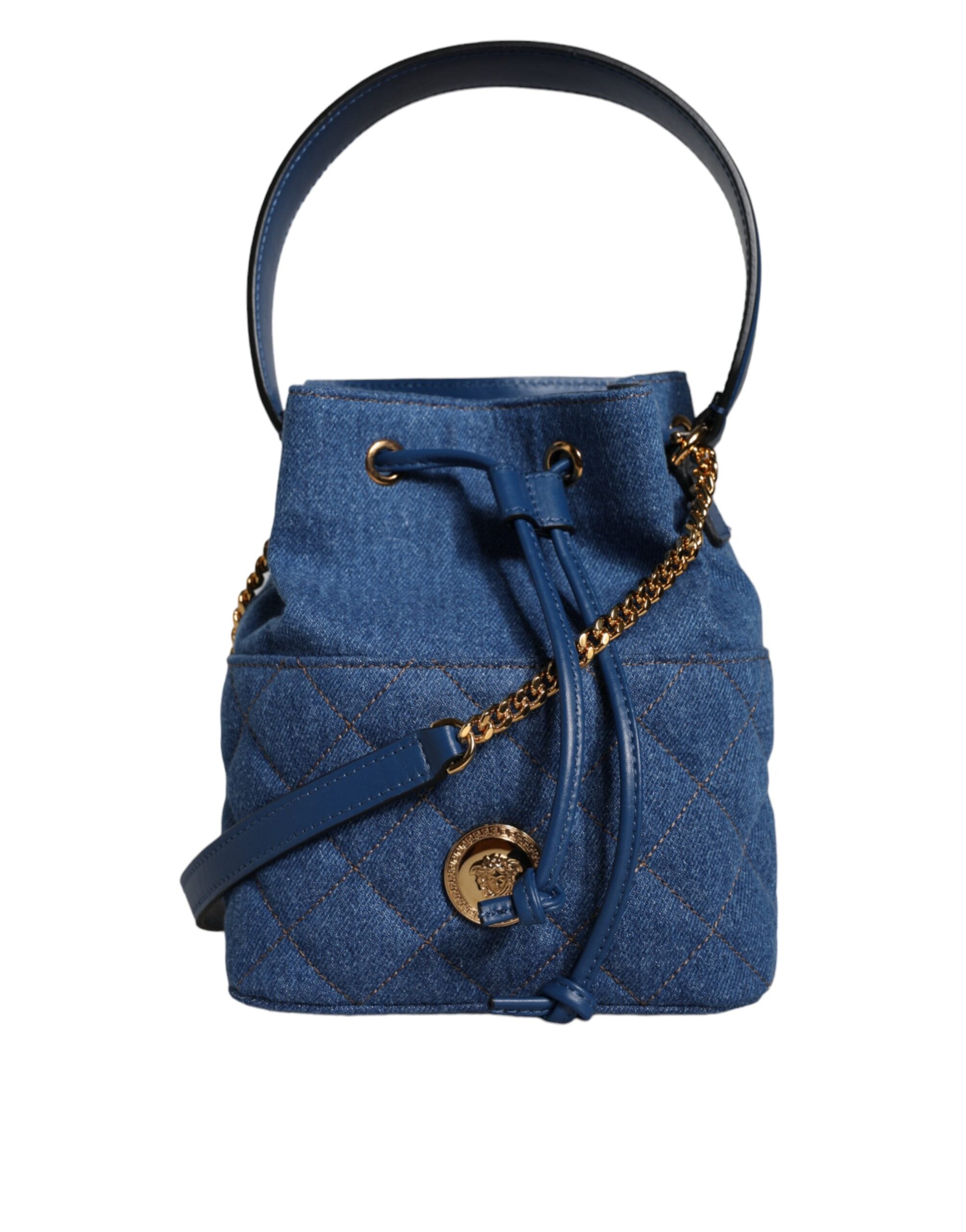 Versace Blauw Leren Schoudertas