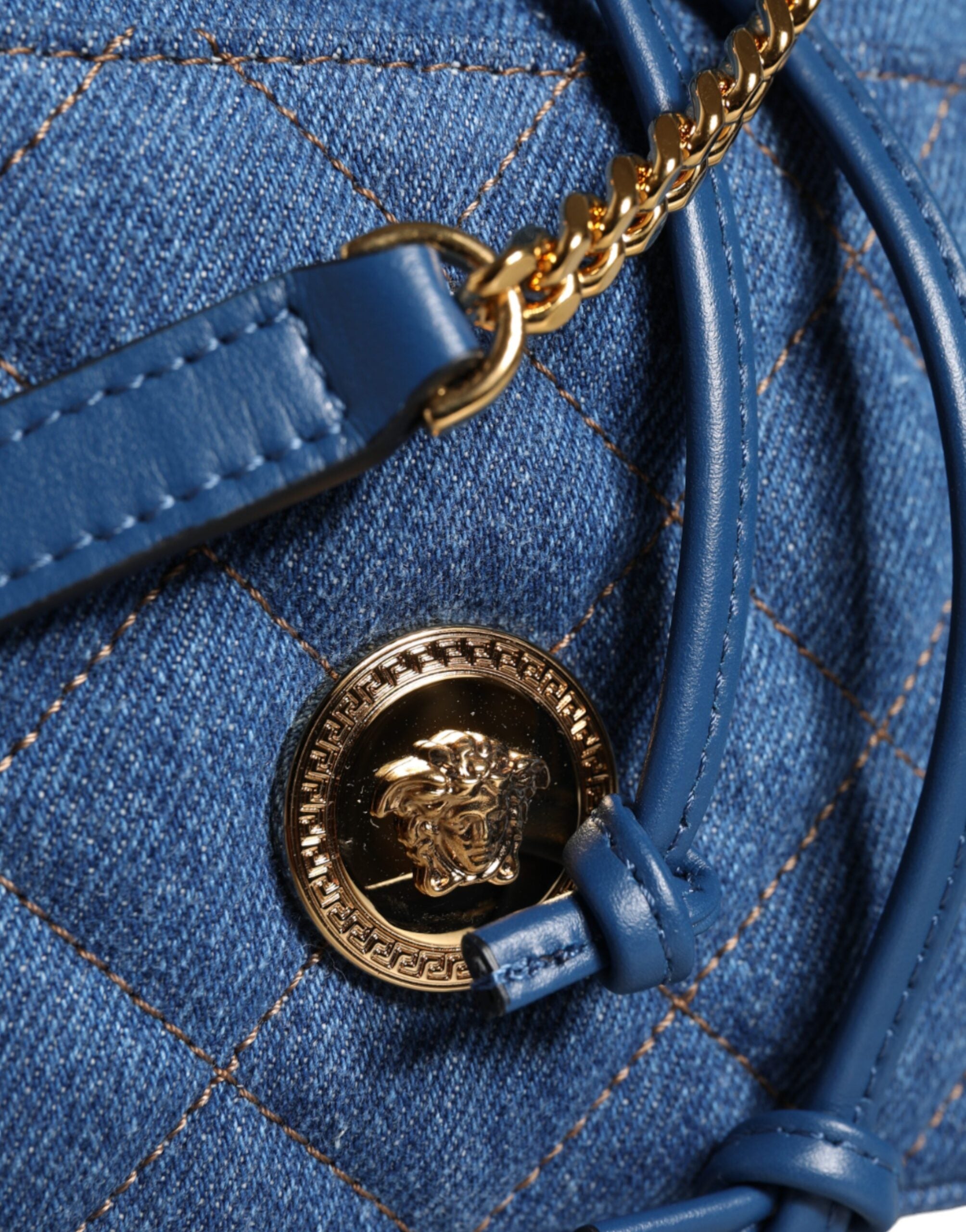 Versace Blauw Leren Schoudertas