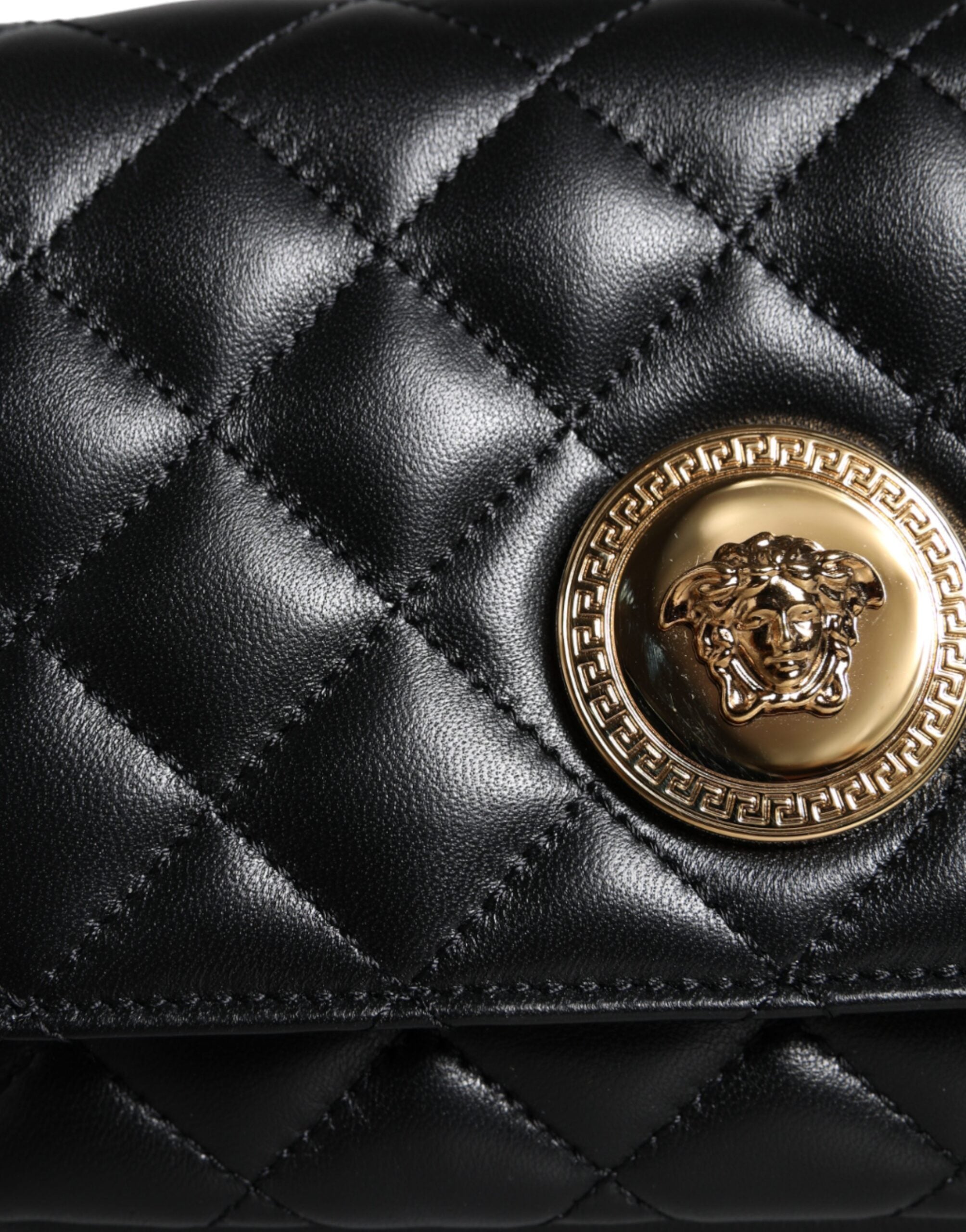 Versace Zwart Lamsleren Schoudertas