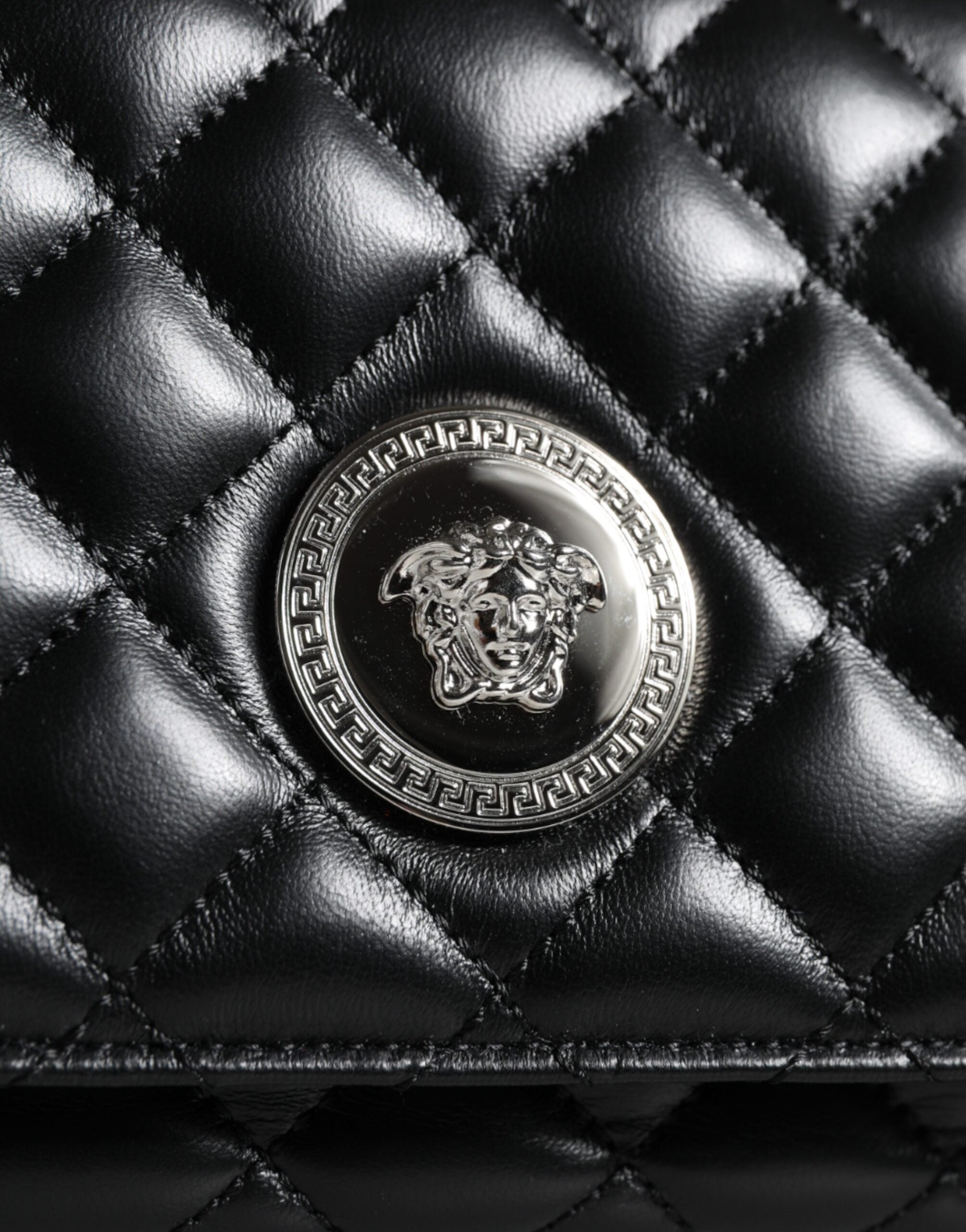 Versace Zwart Lamsleren Schoudertas