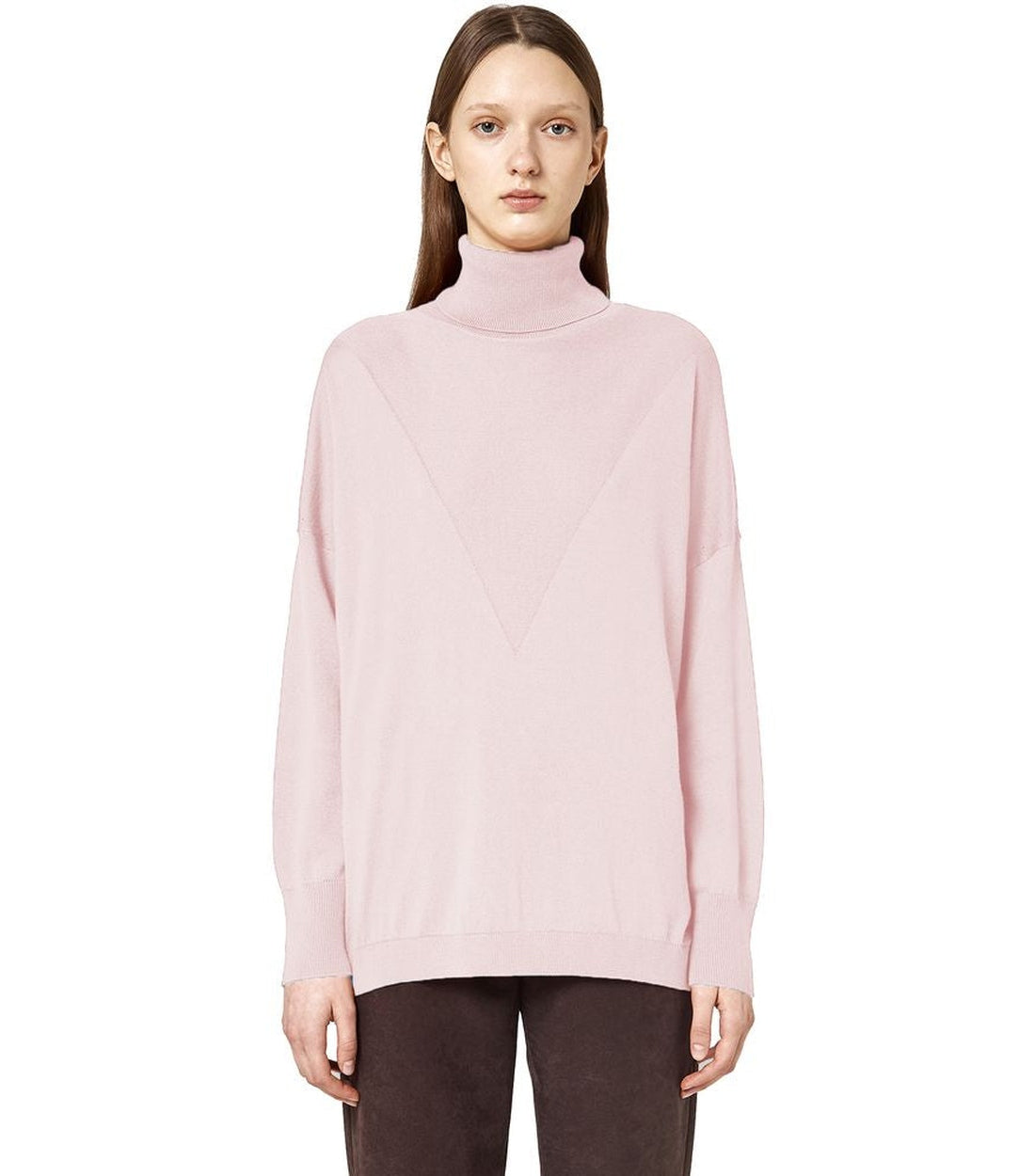 Alpha Studio Roze Zijde Turtleneck Trui