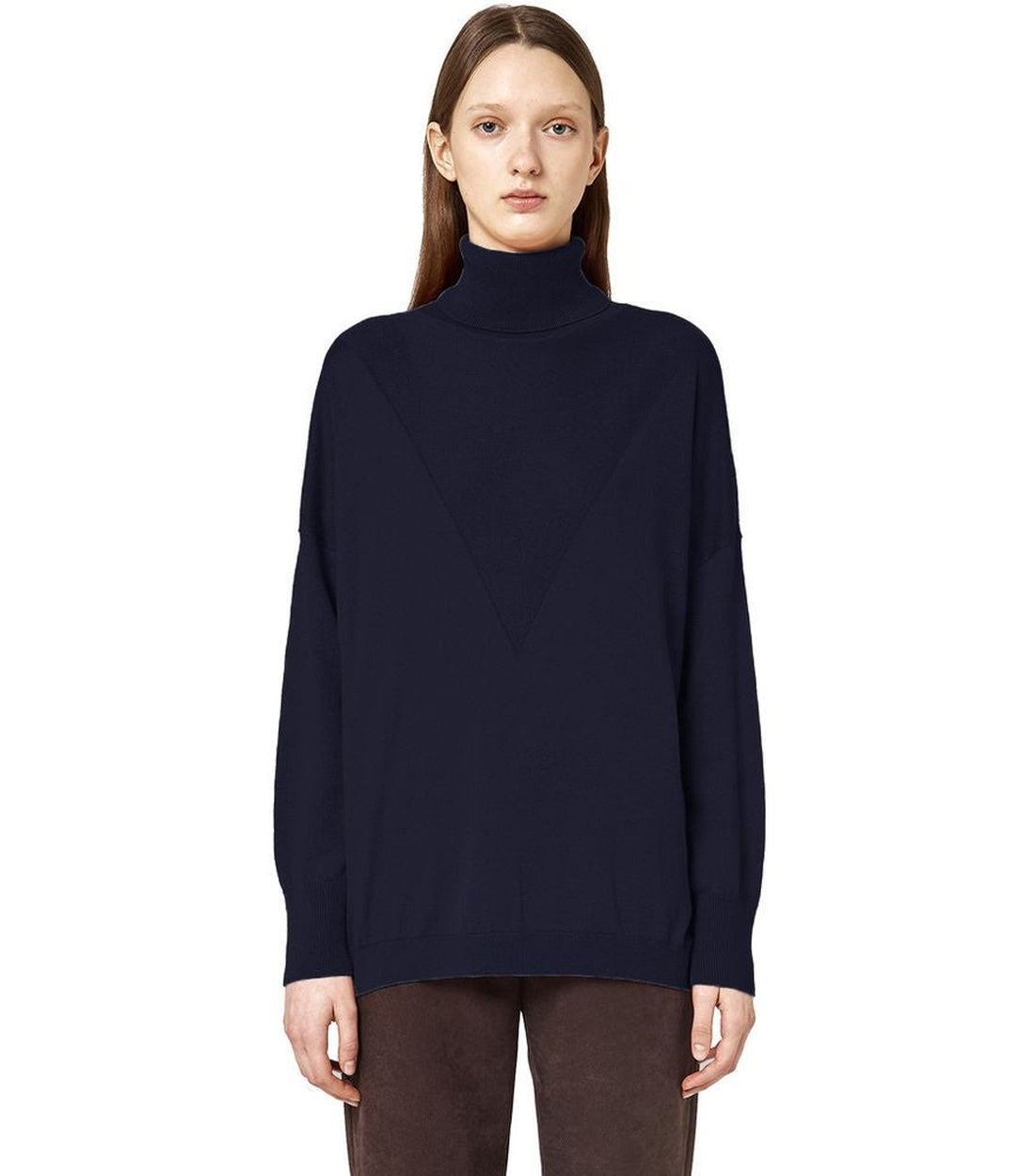 Alpha Studio Blauw Zijde Turtleneck Trui