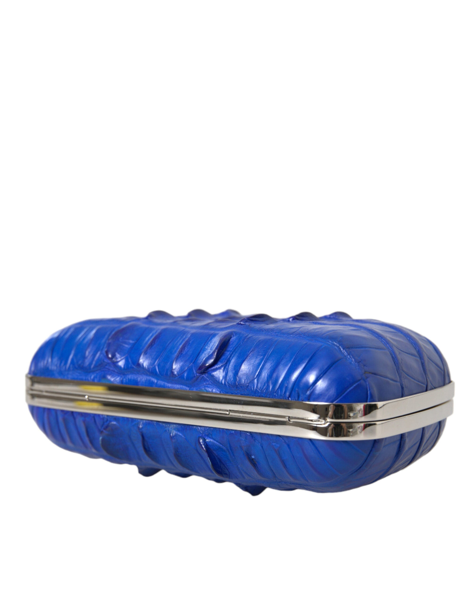 Balenciaga Blauw Clutch van Krokodillenleer