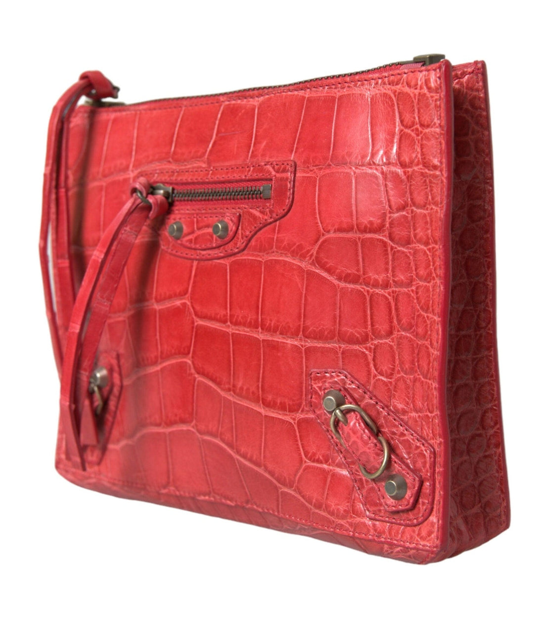 Balenciaga Rood Alligatorleer Clutch Tas