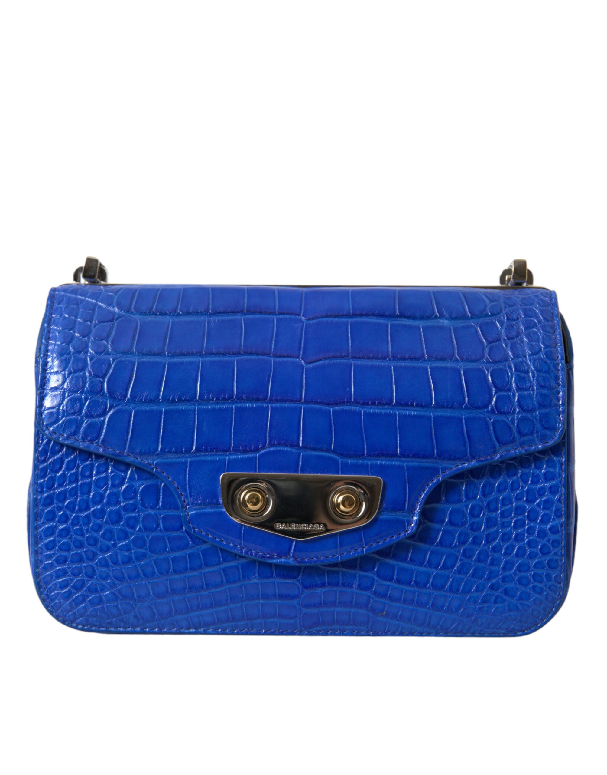 Balenciaga Mini Blauw Schoudertas van Alligatorleer