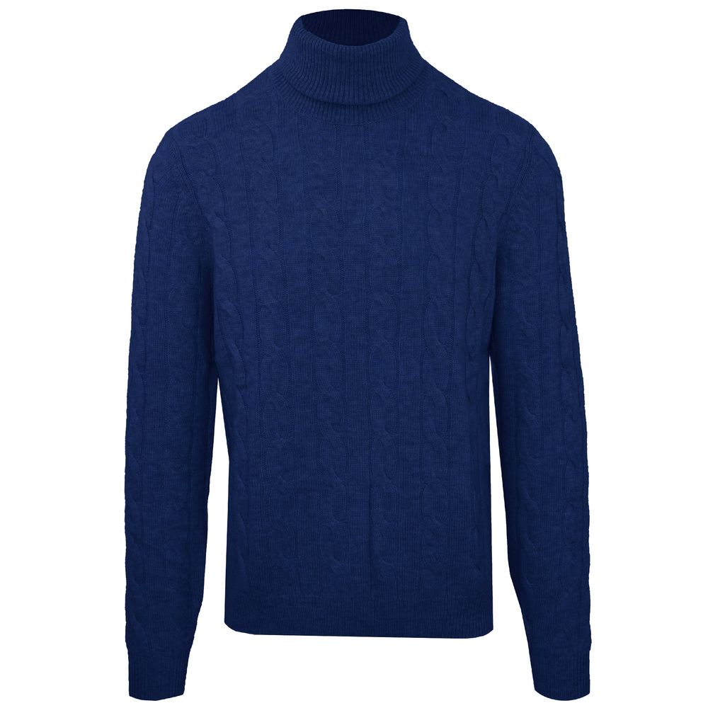 Malo Blauwe Wol Turtleneck Trui