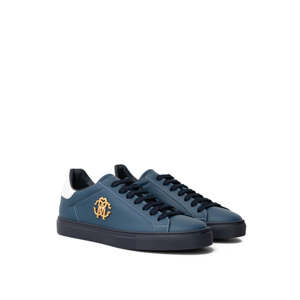 Roberto Cavalli Blauw Leren Sneakers